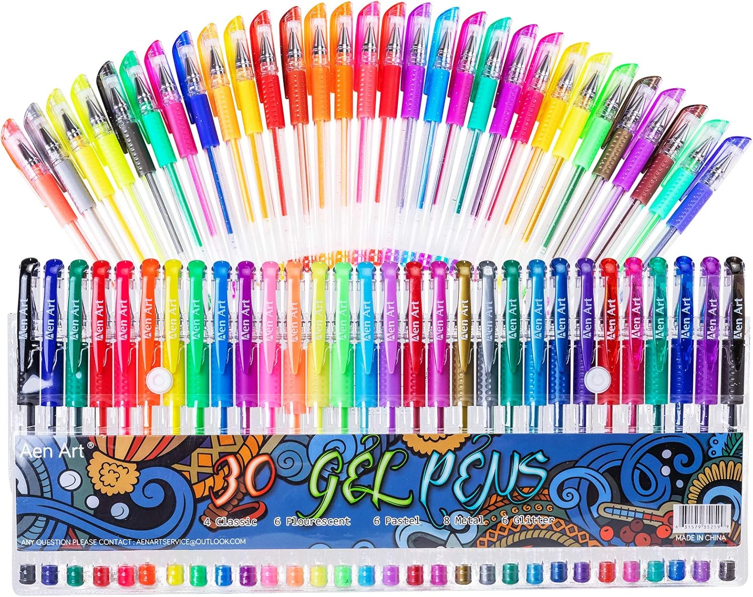 Gel Pens for Adult Coloring Books, 30 Colors Gel Marker Colored Pen with 40% Mor...