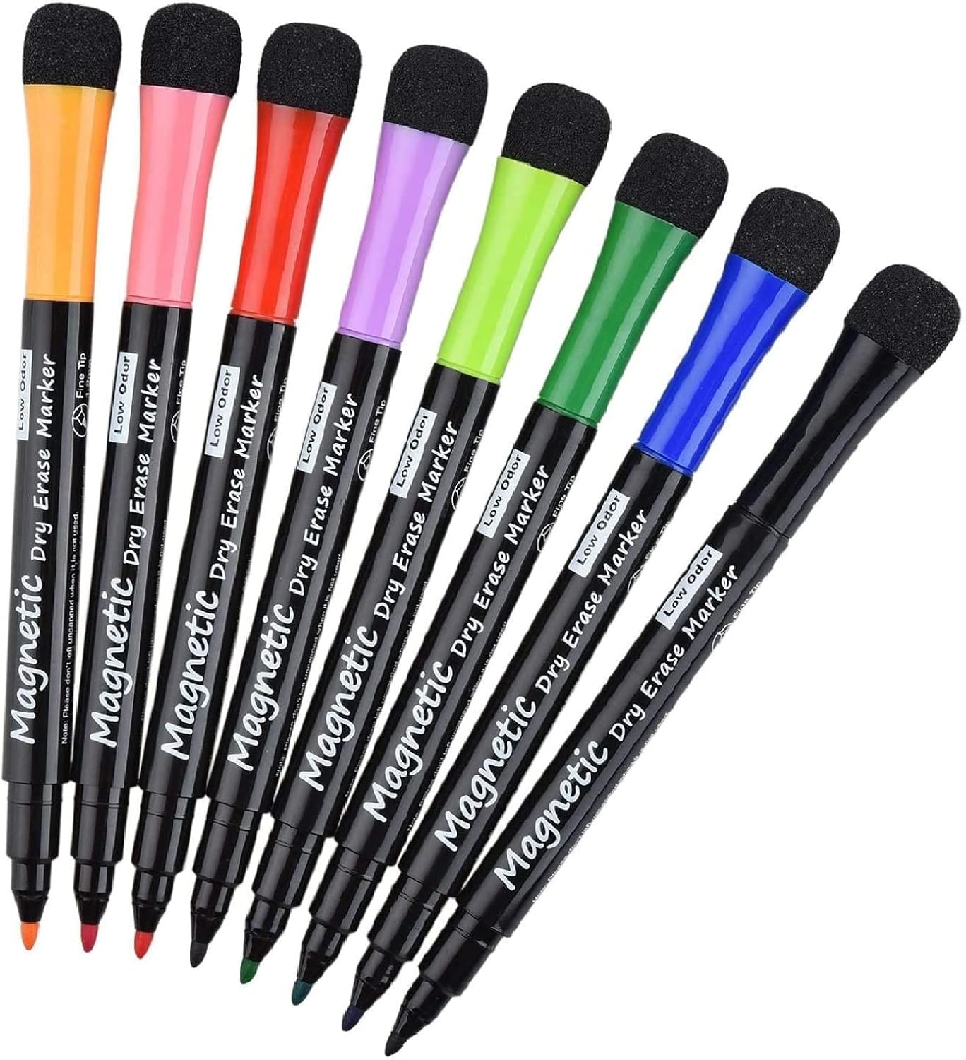 Magnetic Dry Erase Markers - Fine Tip, Assorted Co...