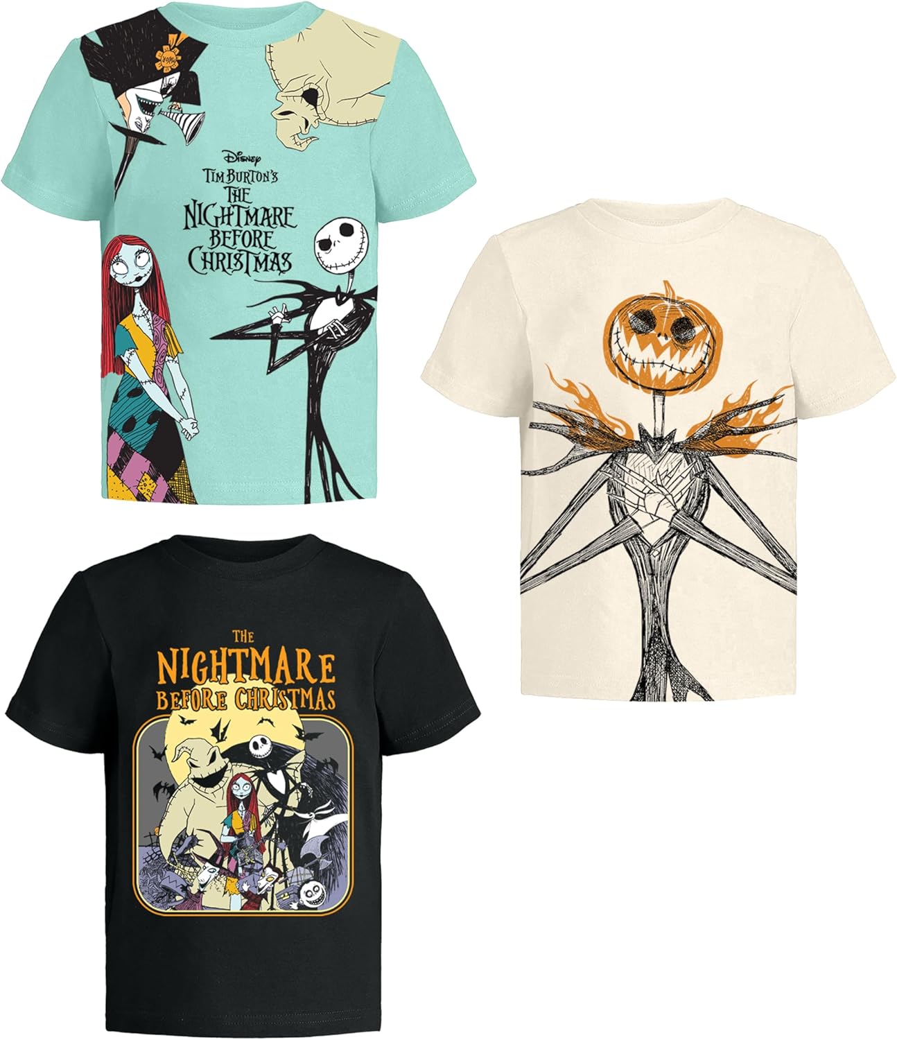 Disney Nightmare Before Christmas Graphic T-Shirt (Sets) Jack Skellington Sally...