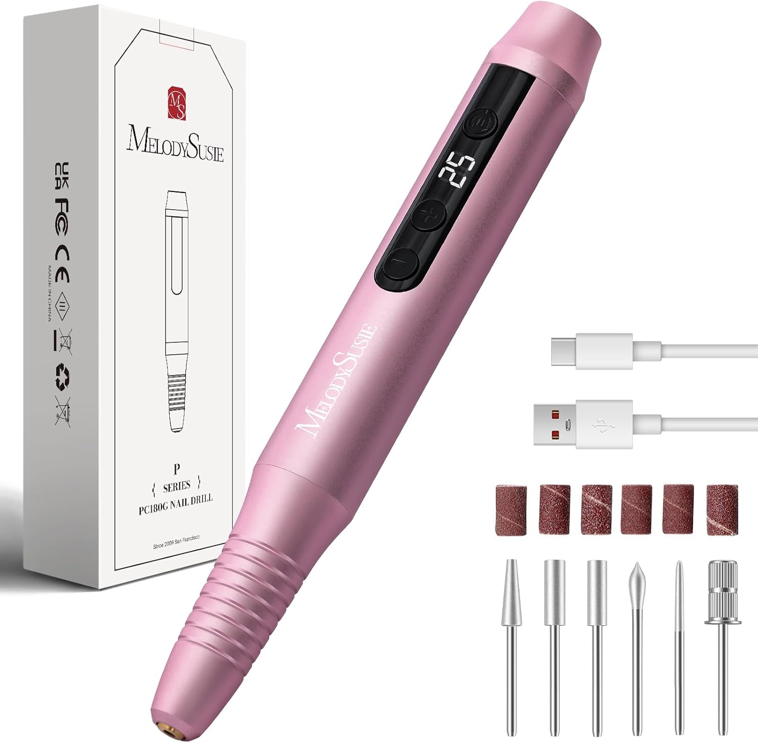 MelodySusie Cordless Nail File,PC180G Electric Nail Drill for Acrylic Gel Nails...