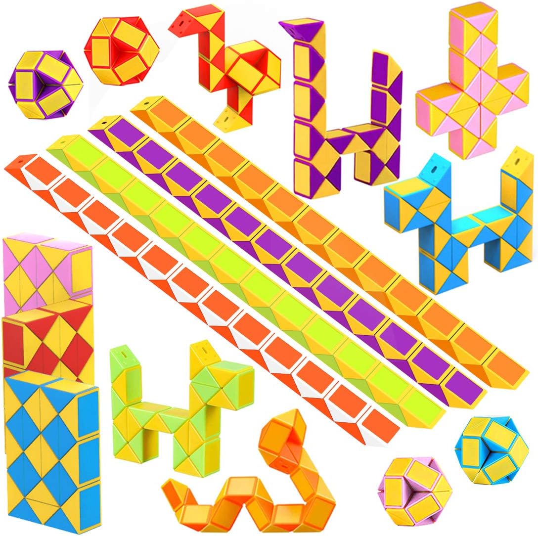 WEARXI Party Bag Fillers for Kids- 20 Pack 24 Block Magic Snake Cube, Valentines...