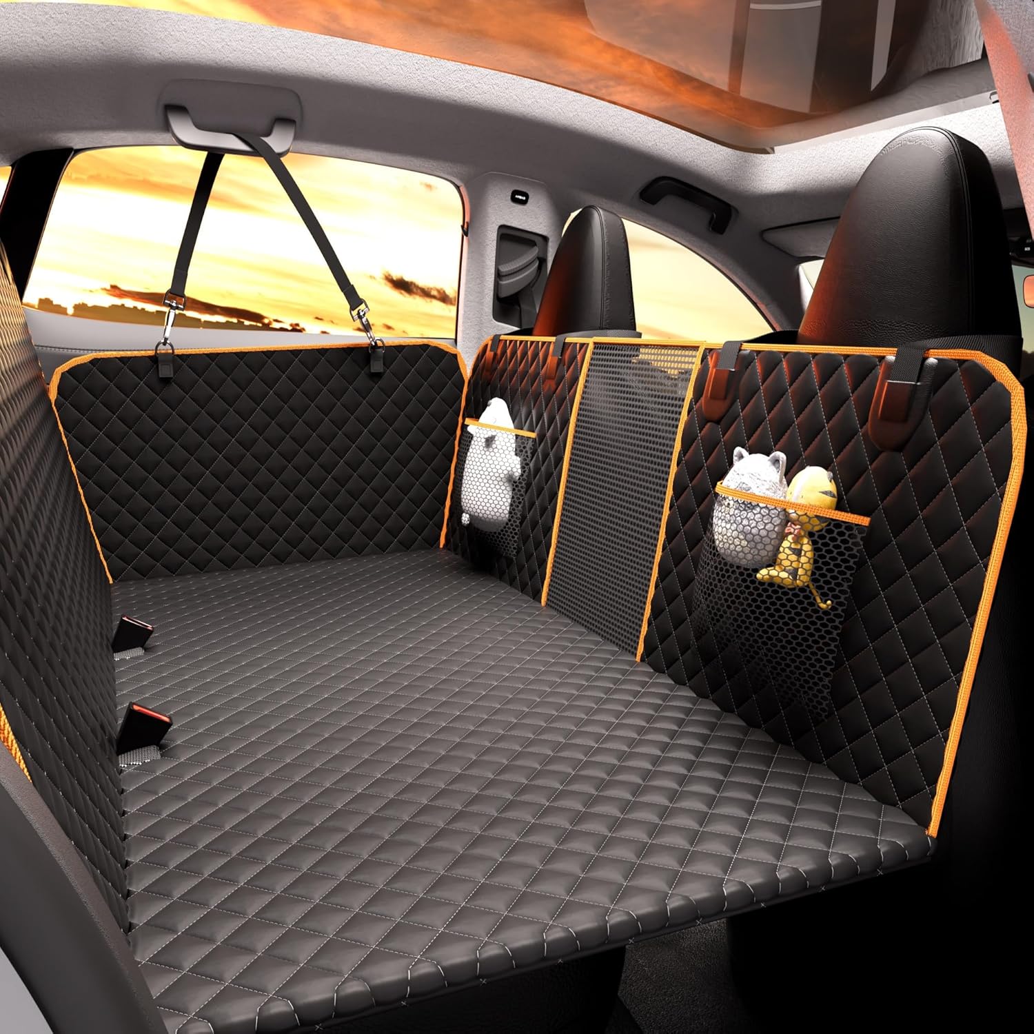 Back Seat Extender for Dogs,Holds 420lbs,Waterproof Dog Car Seat Cover for Back...