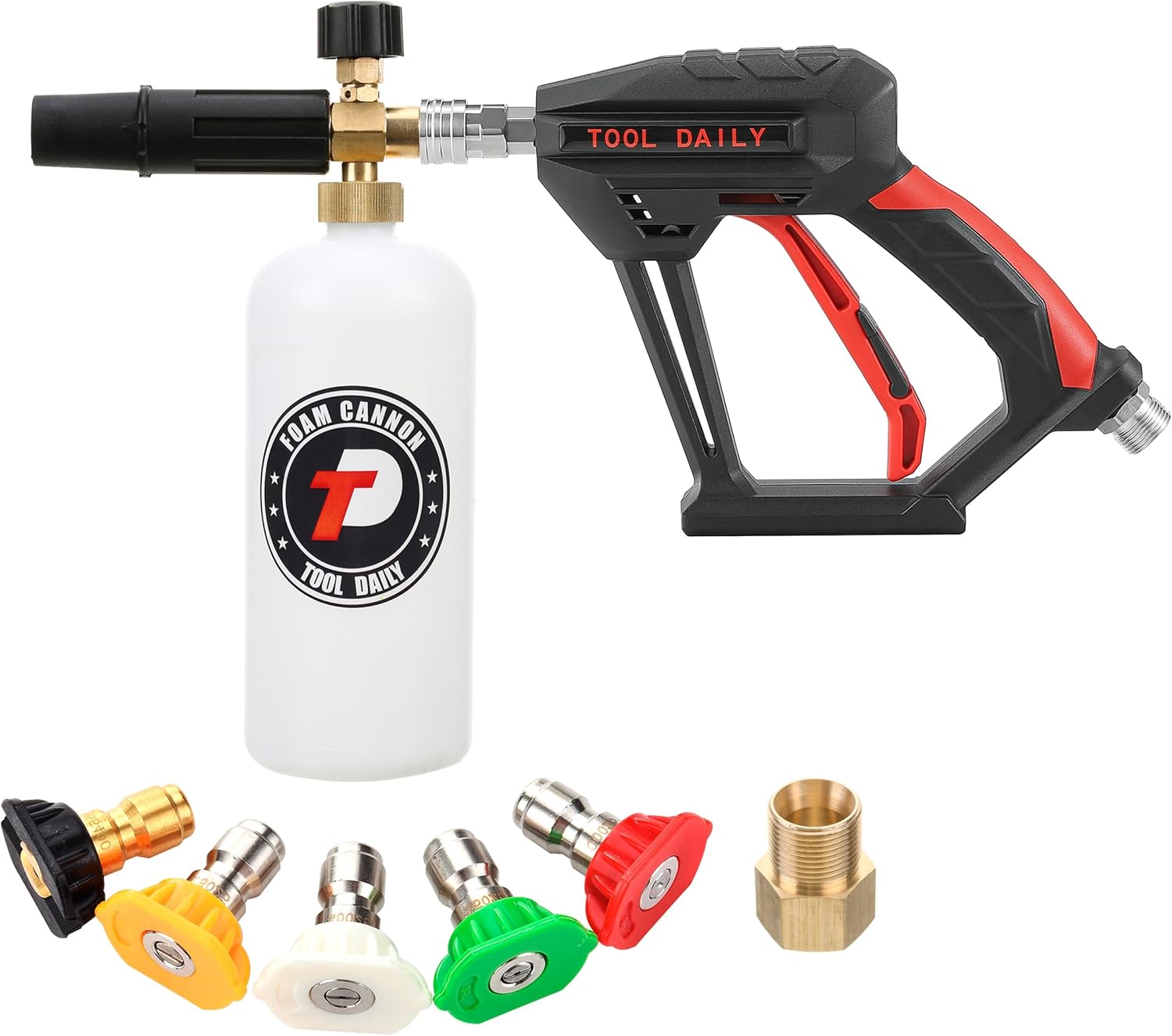 Tool Daily Short Pressure Washer Gun with Foam Cannon, 1/4 Inch Quick Connector,...