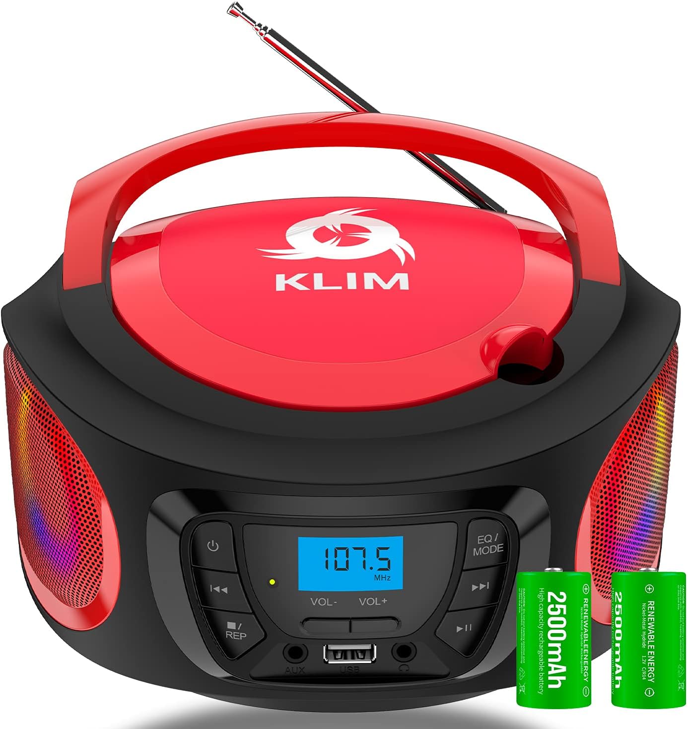 KLIM Boombox Portable Audio System - New 2024 - FM Radio CD Player Bluetooth MP3...