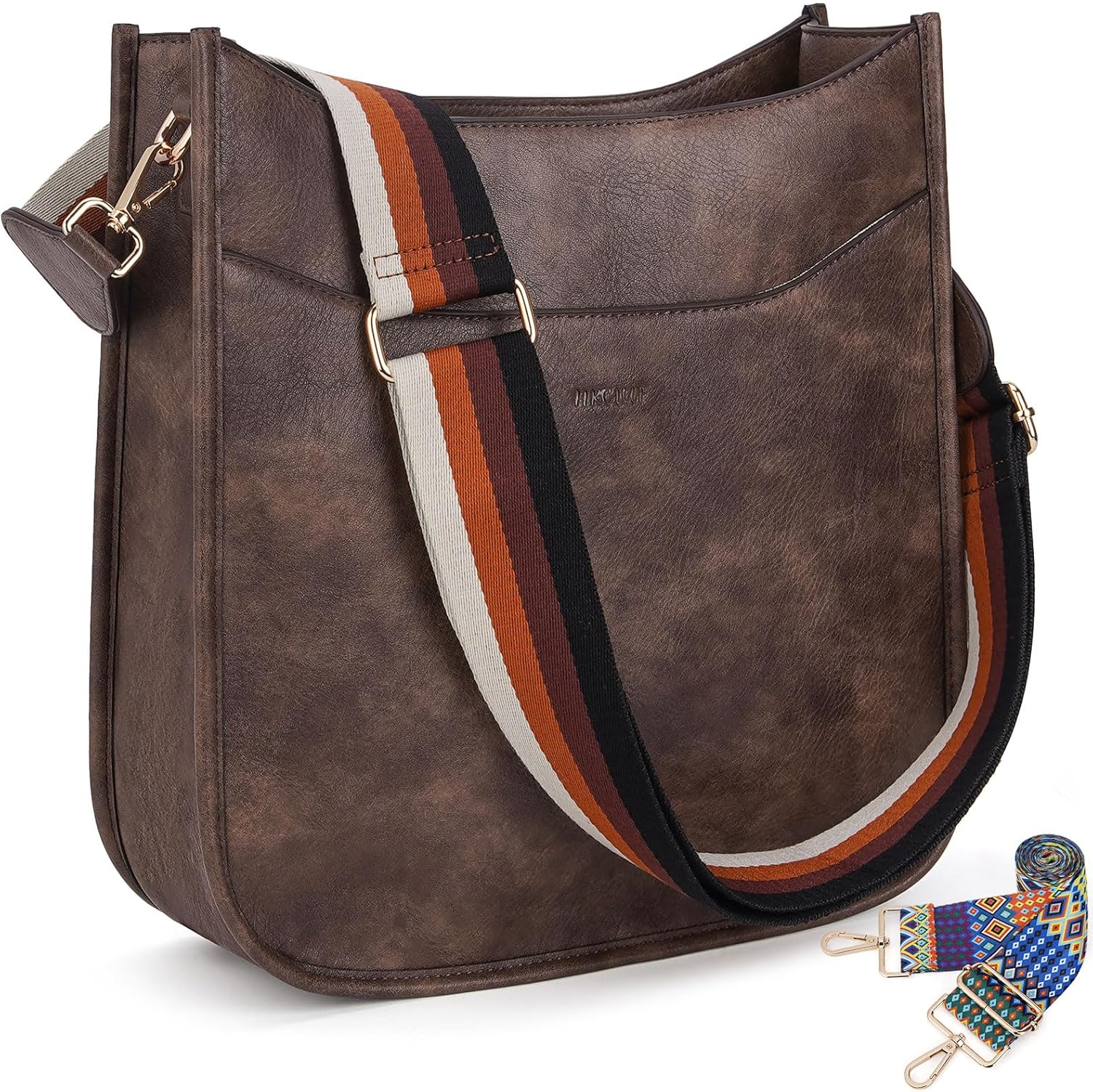 HKCLUF Crossbody Bag for Women Vegan Leather Hobo Handbags Guitar Strap Purse Sh...