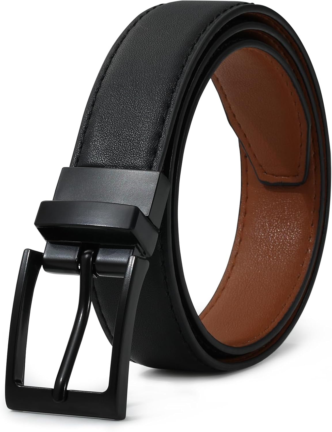 AWAYTR Reversible Kids Belts for Boys - Black and Brown Leather Belt for School...