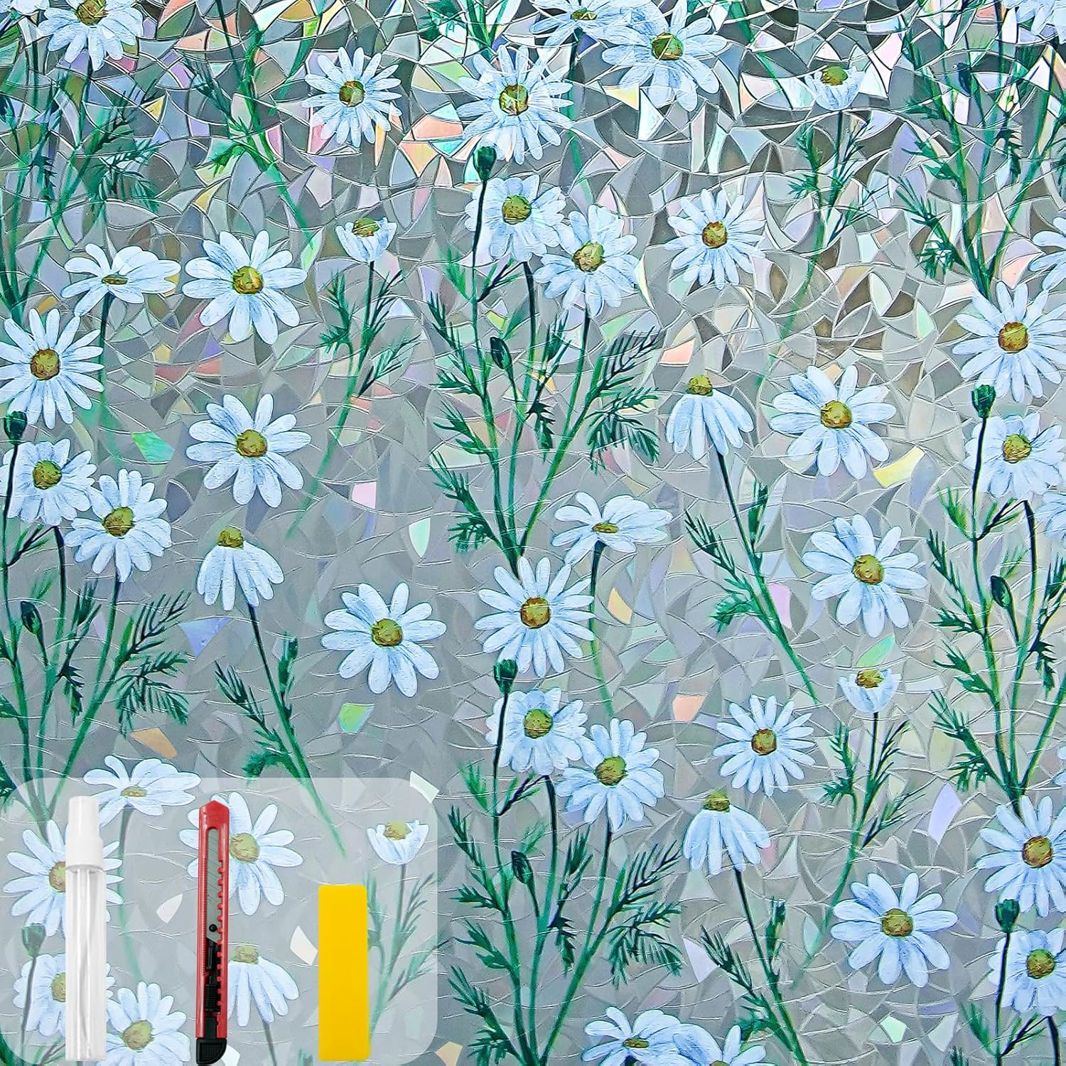 Window Privacy Film Stain Glass Film Rainbow Window Film Flowers Window clings N...