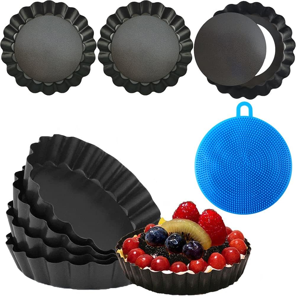 Mini Tart Tins,Egg Tart Molds with Loose Base,8 Pack Non Stick Tartlet Tins,Tart...