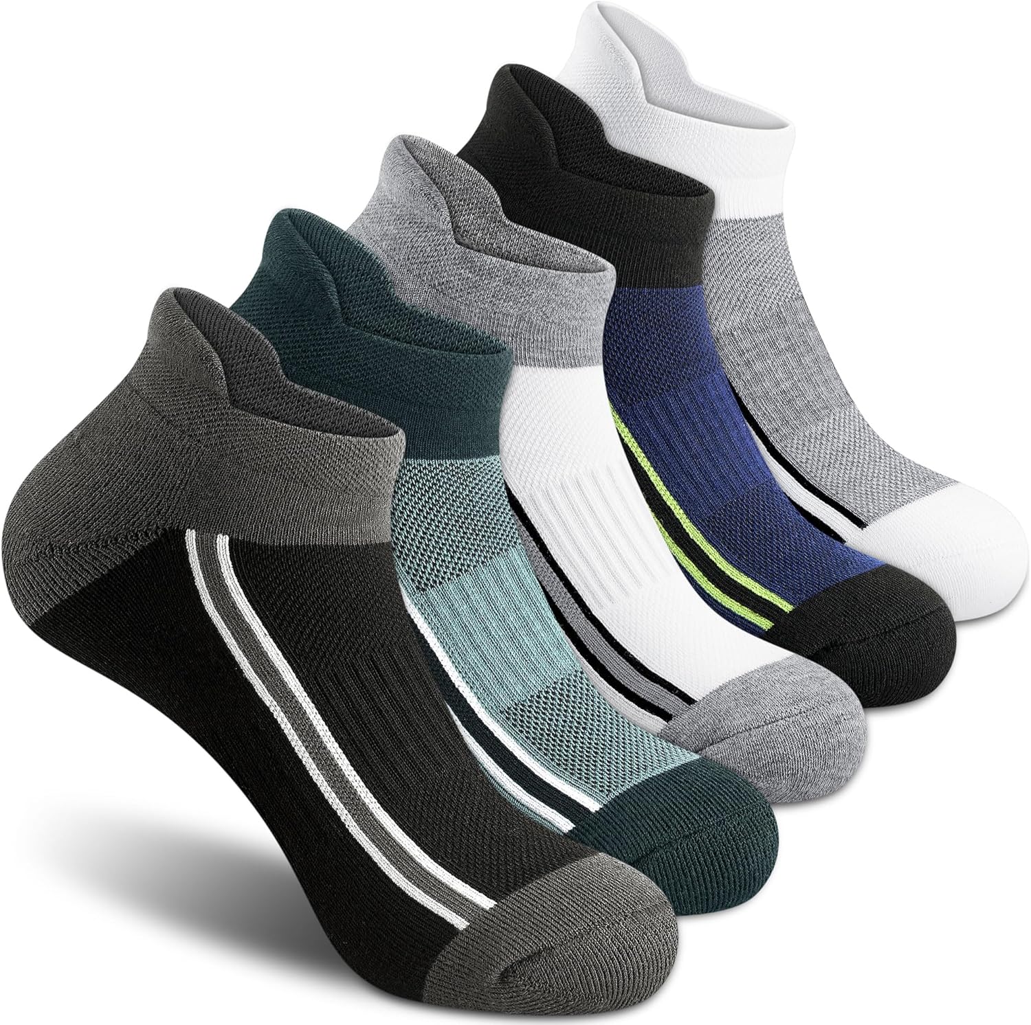 Gonii Men's Running Athletic Ankle Socks - Thick Cushioned Low Cut Socks (5 Pair...