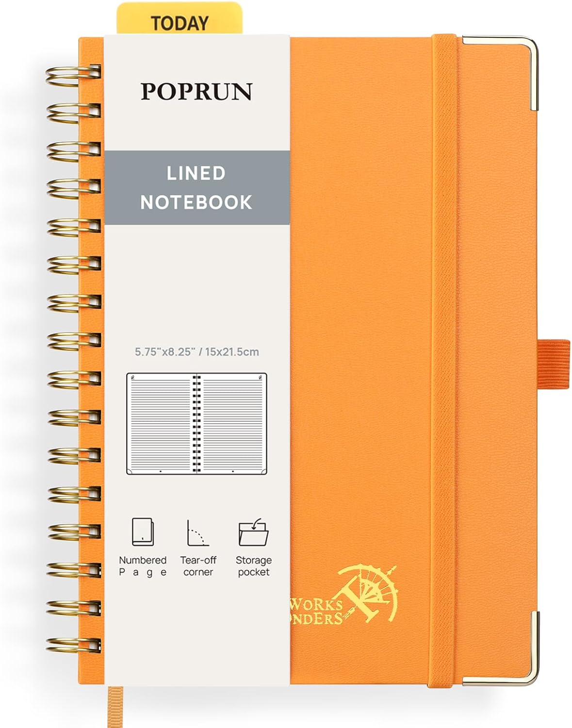 POPRUN Spiral Bullet Lined Journal Notebook, [A5 Size] - 120 Gsm Thick Paper, 14...