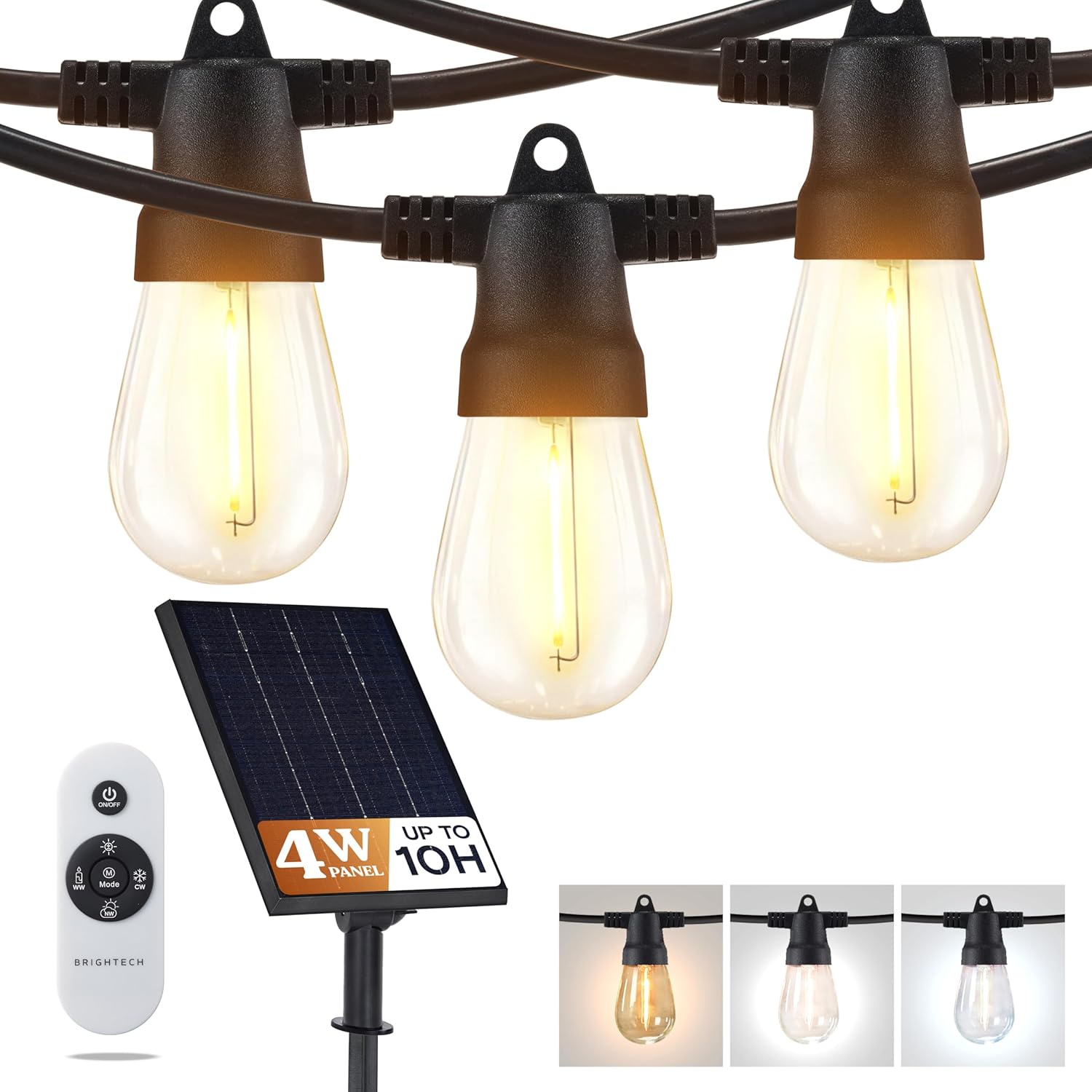 Brightech Ambience Pro Solar String Lights for Outside - Super Bright Remote Con...