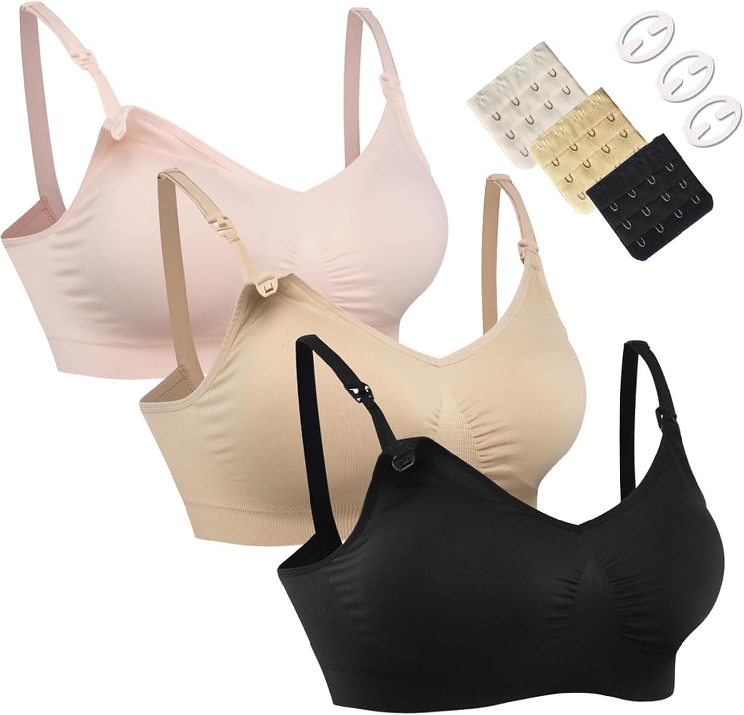 HOFISH 3PACK Full Bust Seamless Nursing Maternity Bras Bralette S-XXL with Extra...