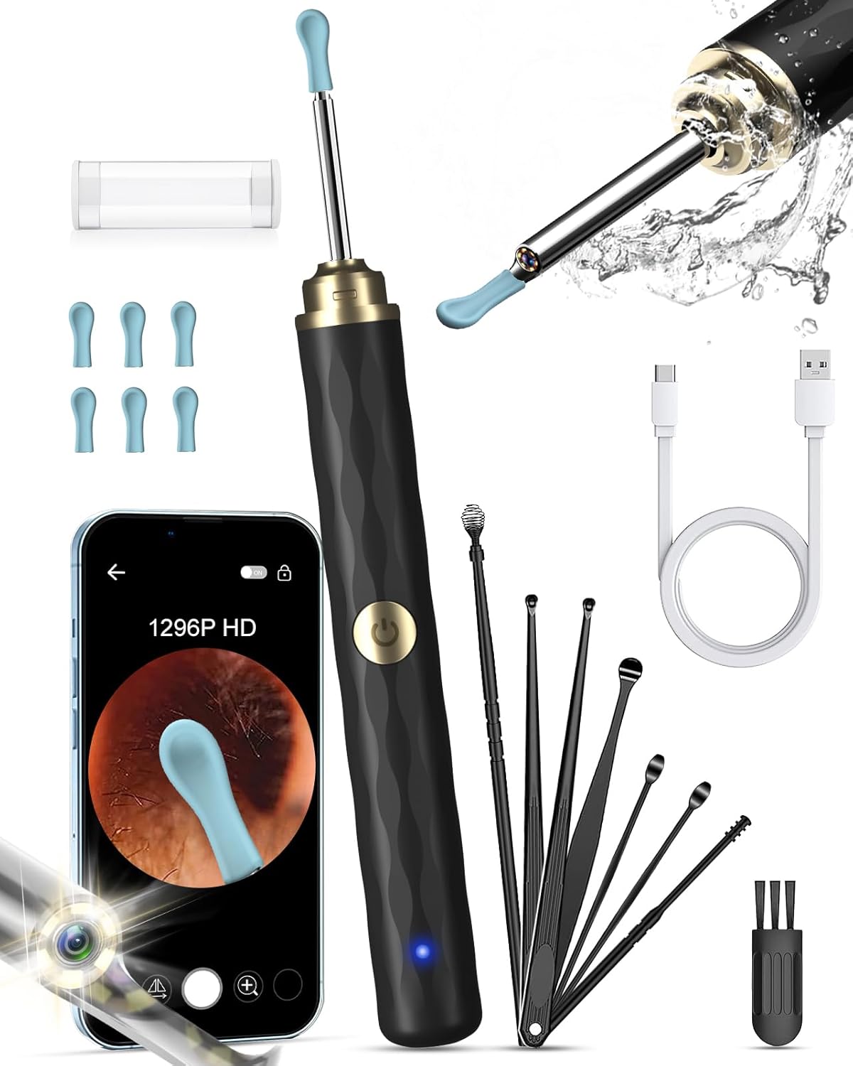 Kekoy Ear Wax Removal Kit Otoscope Ear Camera 1296P HD, WiFi Ear Cleaner with Ca...