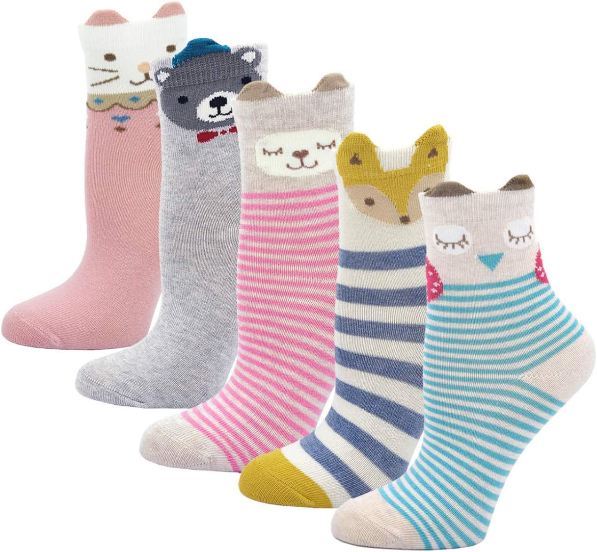 PUTUO Toddler Girls Socks Novelty Cotton Rich Crew Socks, Baby Girls Cute Animal...