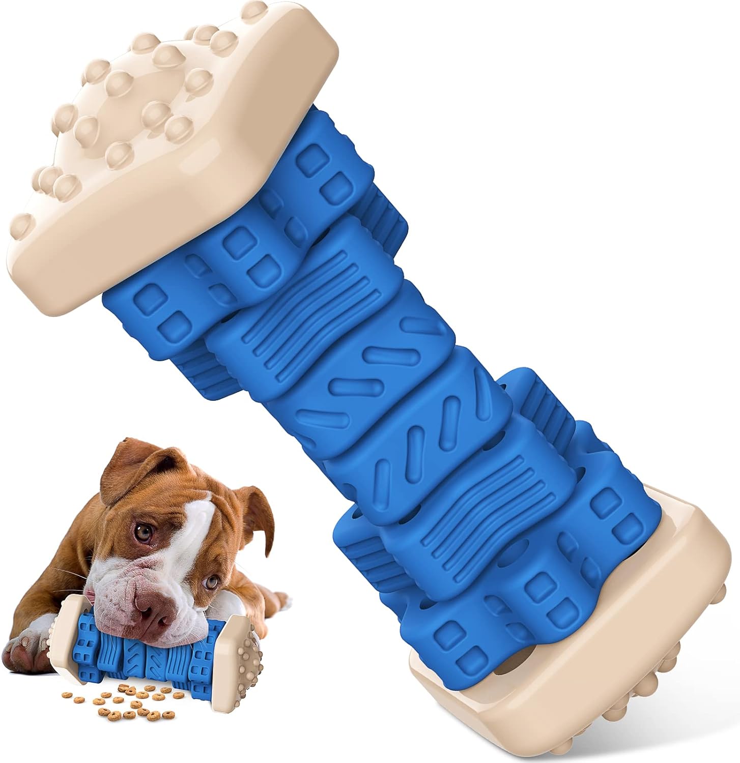 RUXAN Indestructible Dog Chew Toy for Aggressive Chewers, 3 in 1 Tough Dog Puzzl...