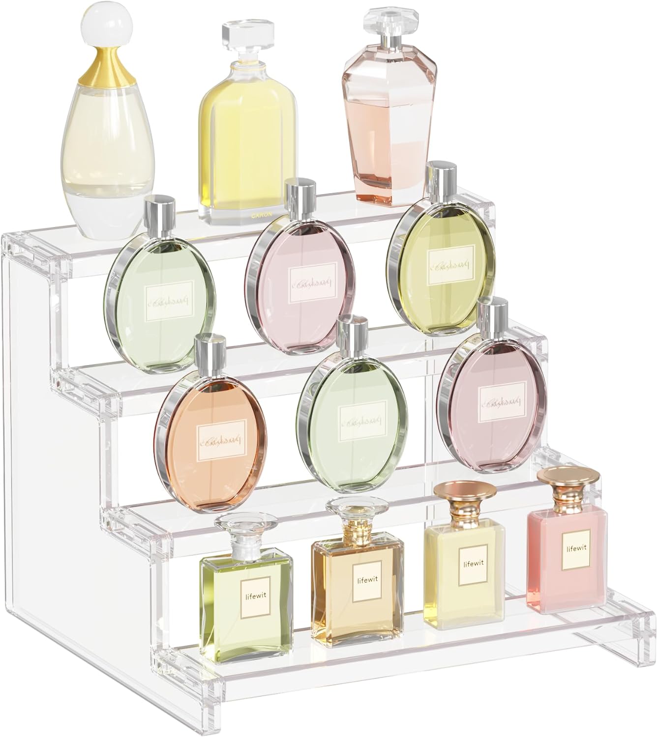 Lifewit 4 Tier Clear Display Risers Stand, Perfume Organiser, Plastic Organiser...