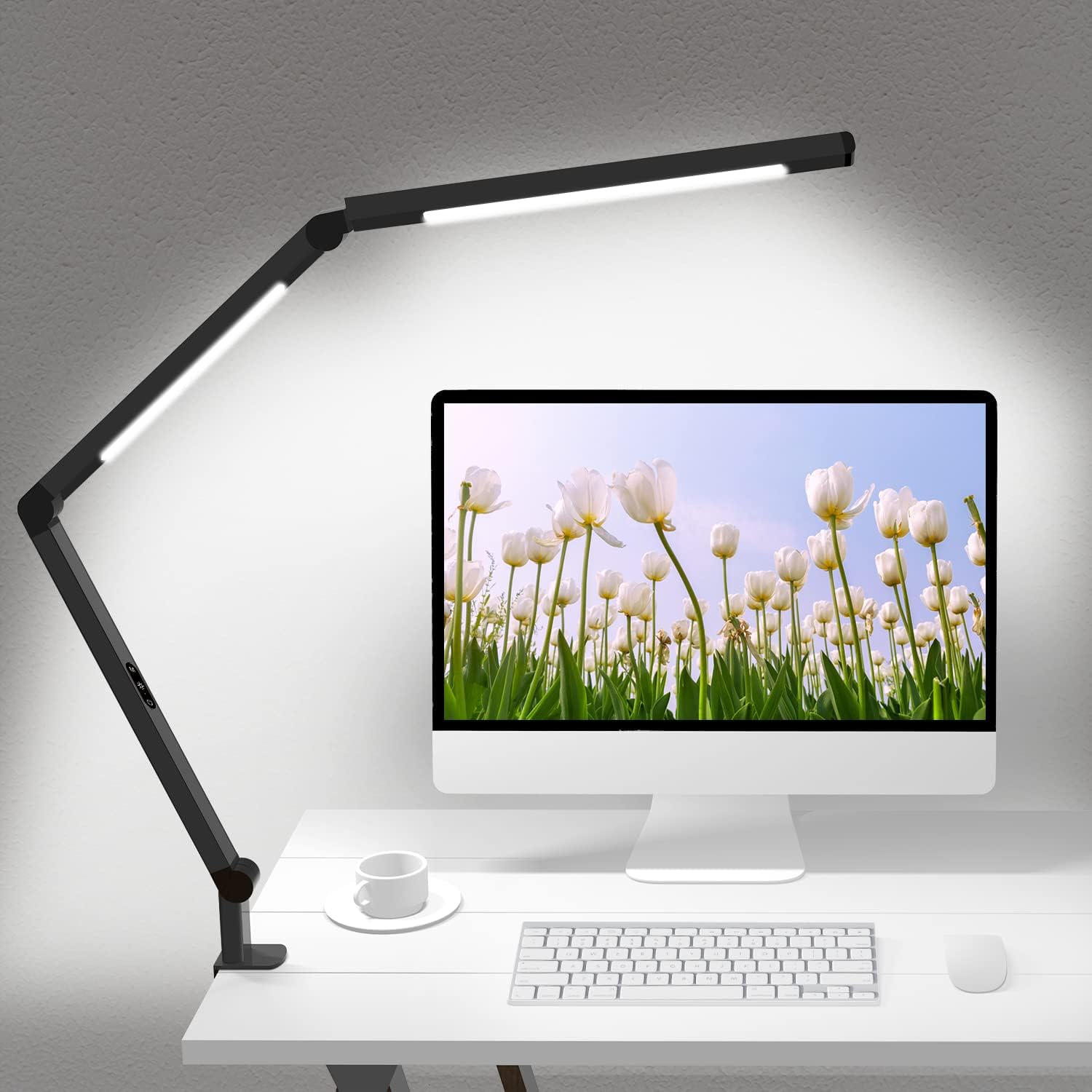 LED Desk Lamp with Clamp, Architect Desk Lamp with Dual Light and Adjustable Swi...