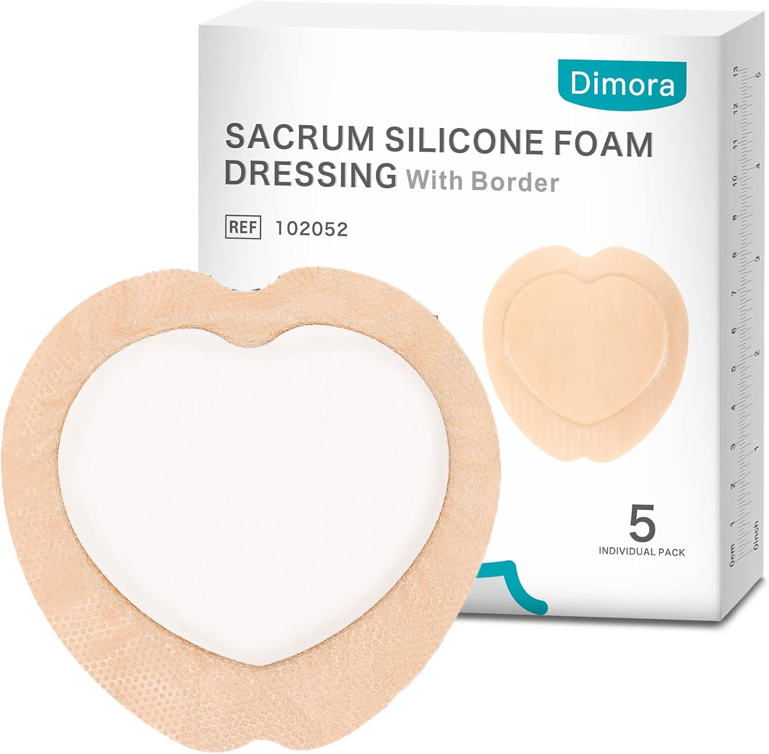 Dimora Wound Dressing Sacrum Foam Bandages Silicone Adhesive Border 7"x7" Waterp...