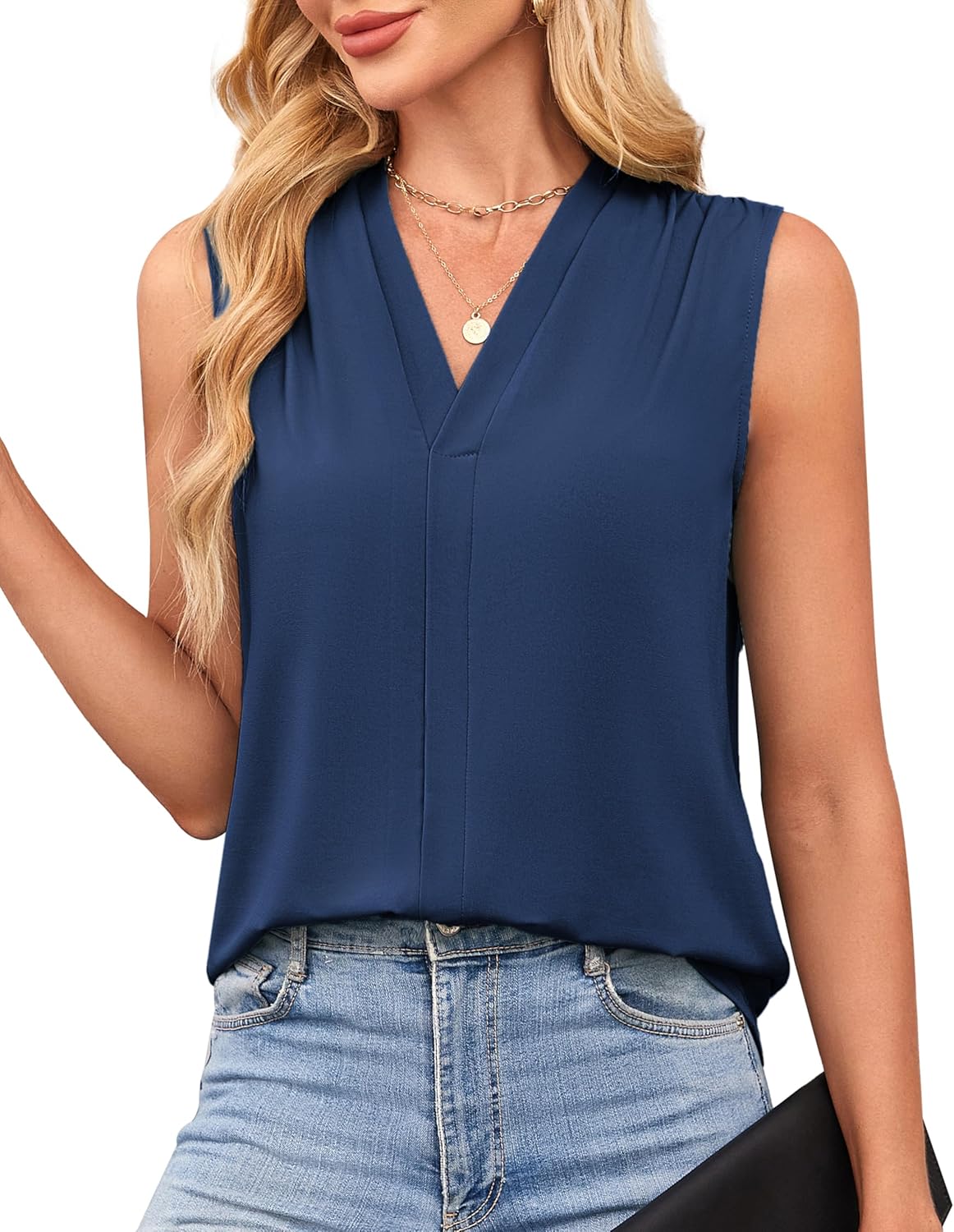 GRACE KARIN Womens Tank Top Summer Pleated Sleeveless Basic Casual Outfits Work...