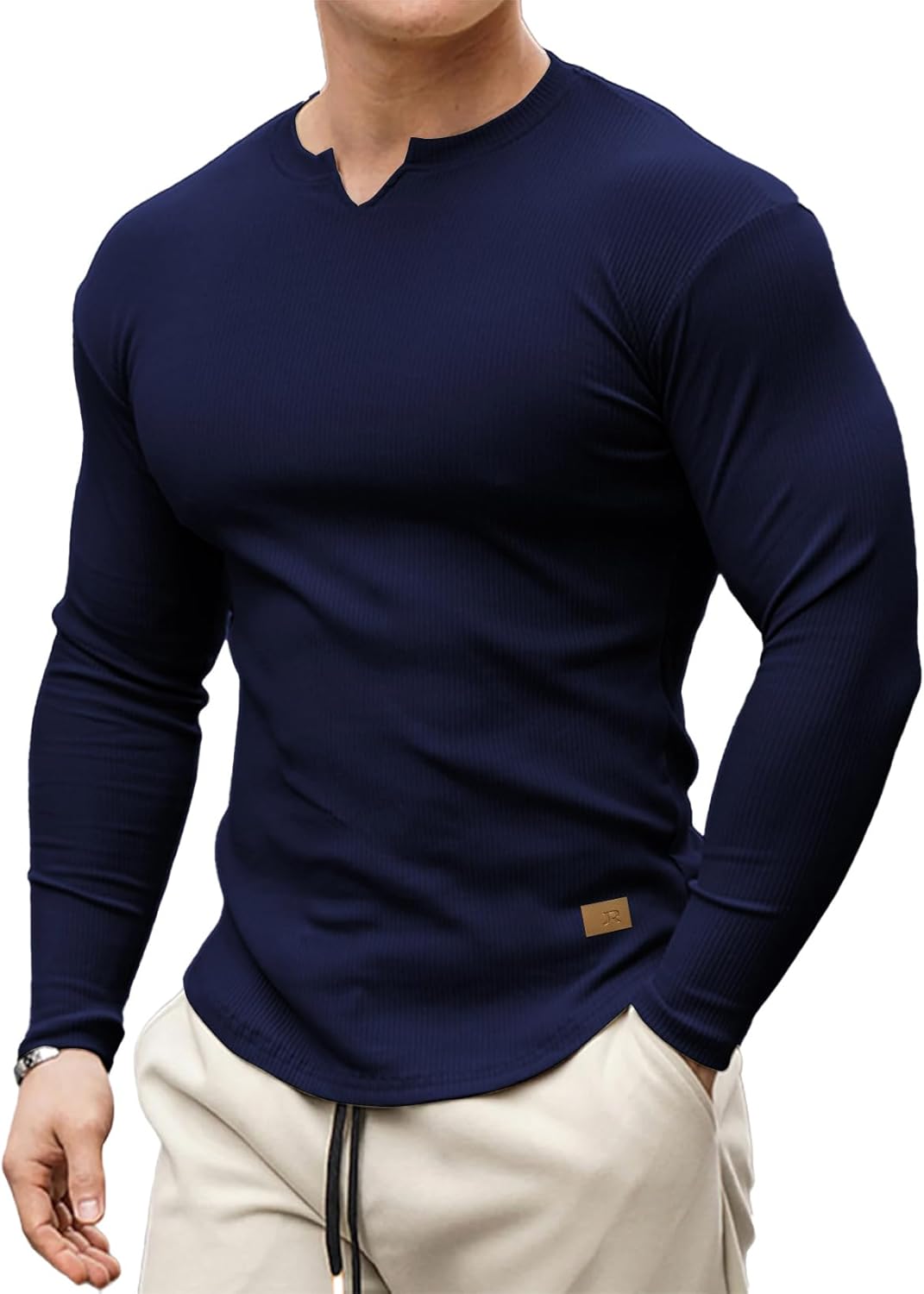 Meilicloth Mens T Shirt Henley Long Sleeve Men Casual Pullover V Neck Top Muscle...