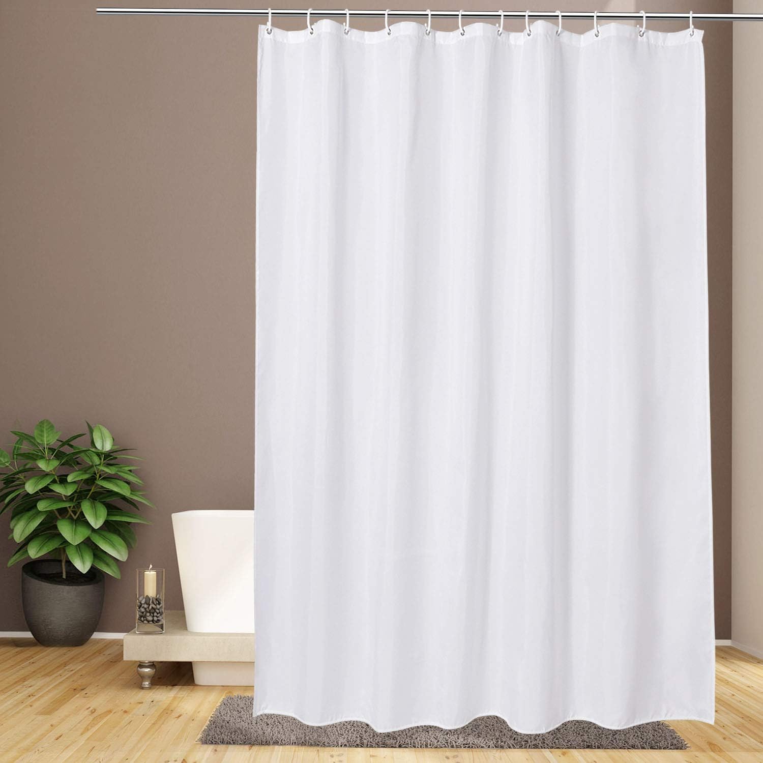 White Shower Curtain,Mould Proof and Mildew Resistant Extra Long Shower Curtain...