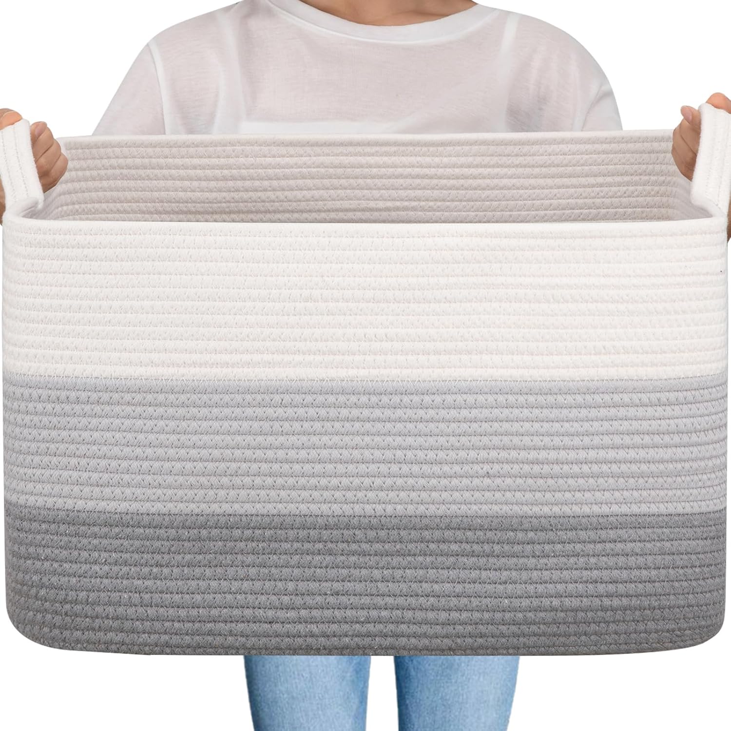OIAHOMY Large Storage Basket, Cotton Rope Woven Blanket Basket, Toy Basket for B...