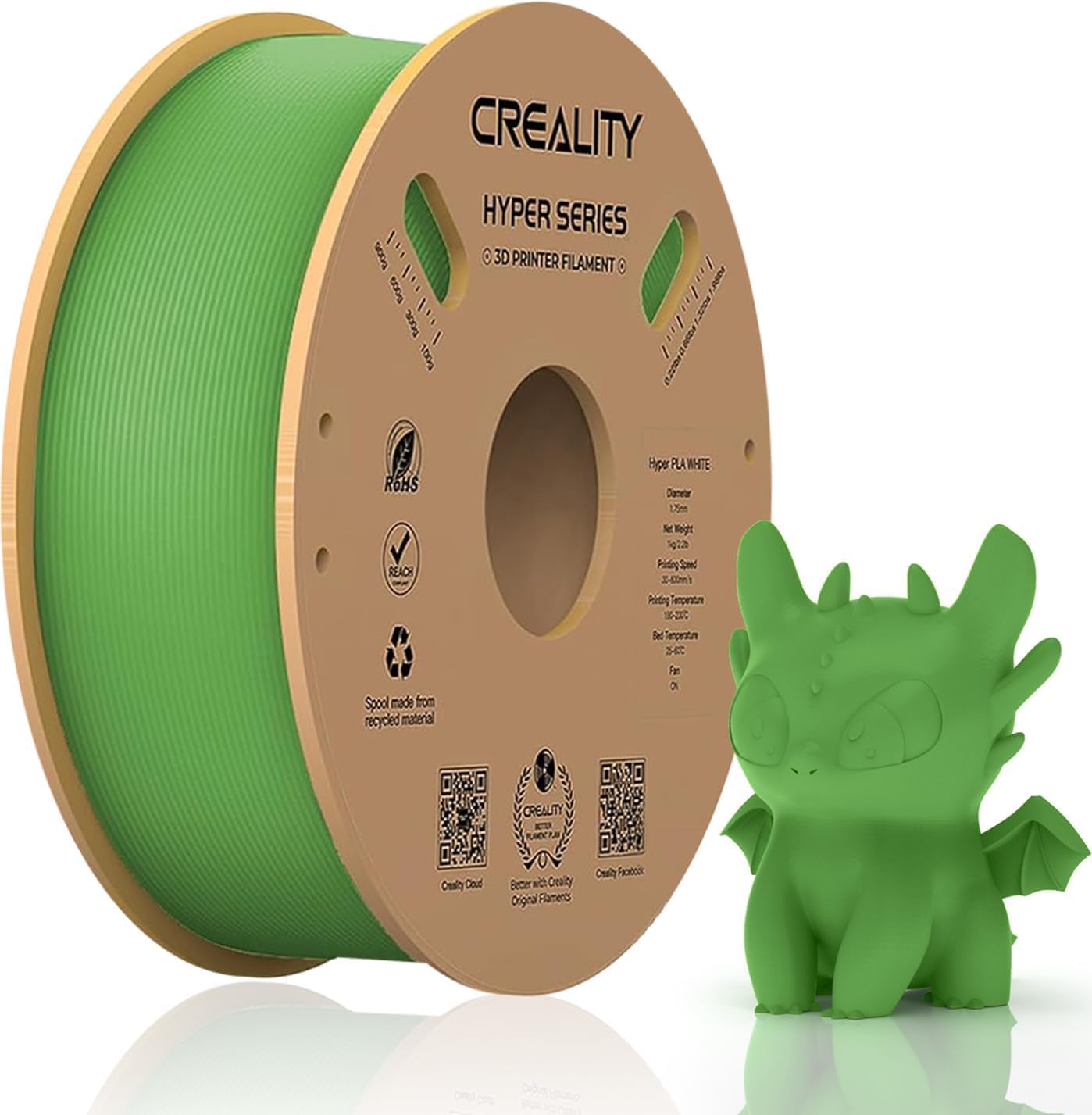 Creality Hyper PLA Filament 1.75 mm, High-Speed PLA 30-600 mm/s 3D Printer Filam...