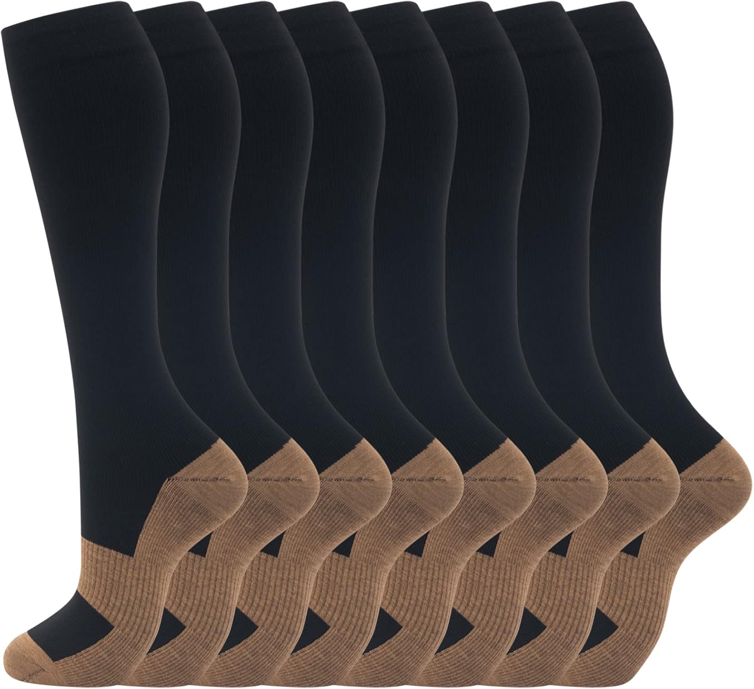 fenglaoda 8 Pairs Compression Socks for Men & Women 20-30 mmHg Knee High Nurse P...