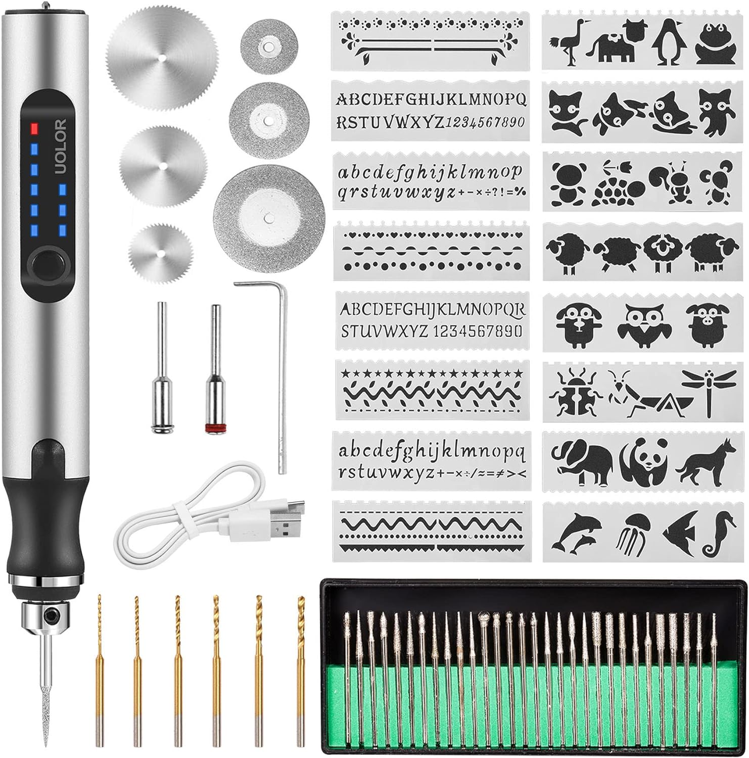 Uolor Electric Engraving Tool Kit, USB Cordless Rechargeable Engraving Pen Mini...