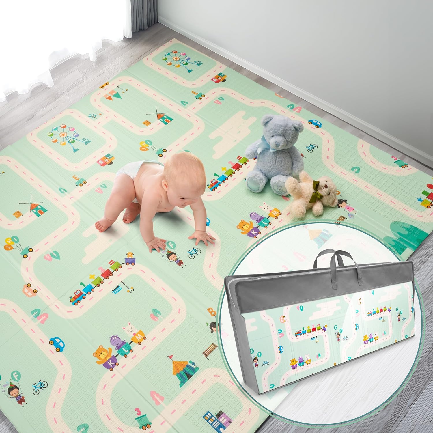 Sorbus Foldable Baby Play Mat, Kids Foam Mats for Floor with Travel Bag - Waterp...
