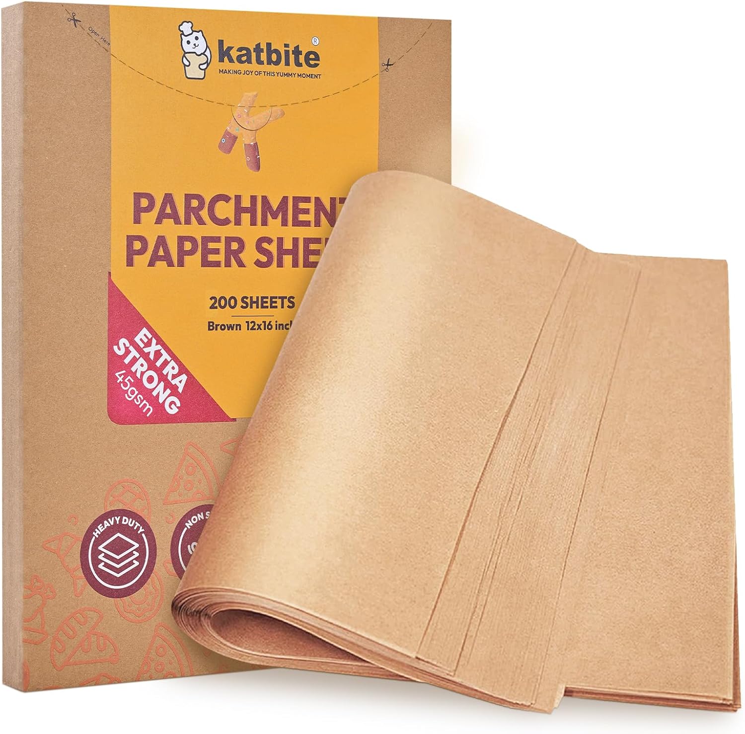 Katbite 200Pcs 12x16 In Unbleached Parchment Paper for Baking, Precut Parchment...