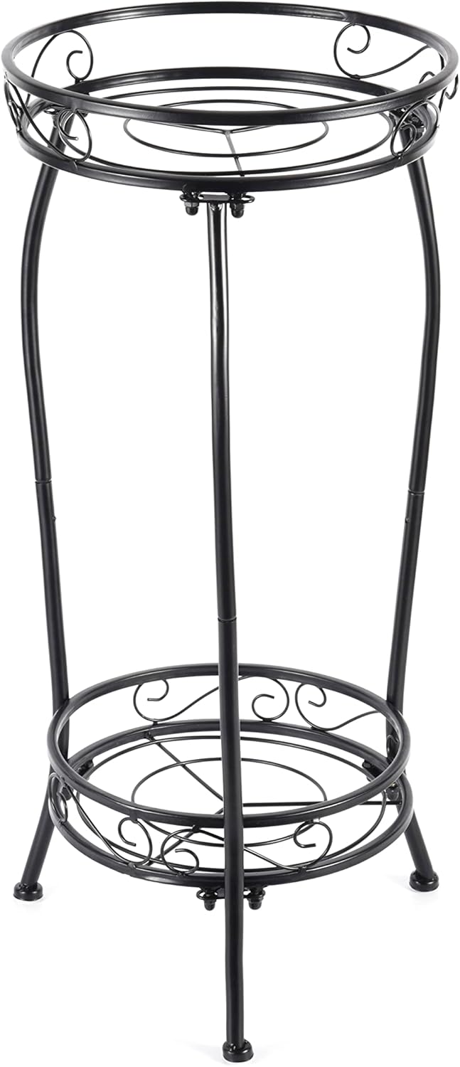 Plant Stand Indoor Outdoor，Tall Black Metal Rustproof Stable Plant Stands，2 Ti...