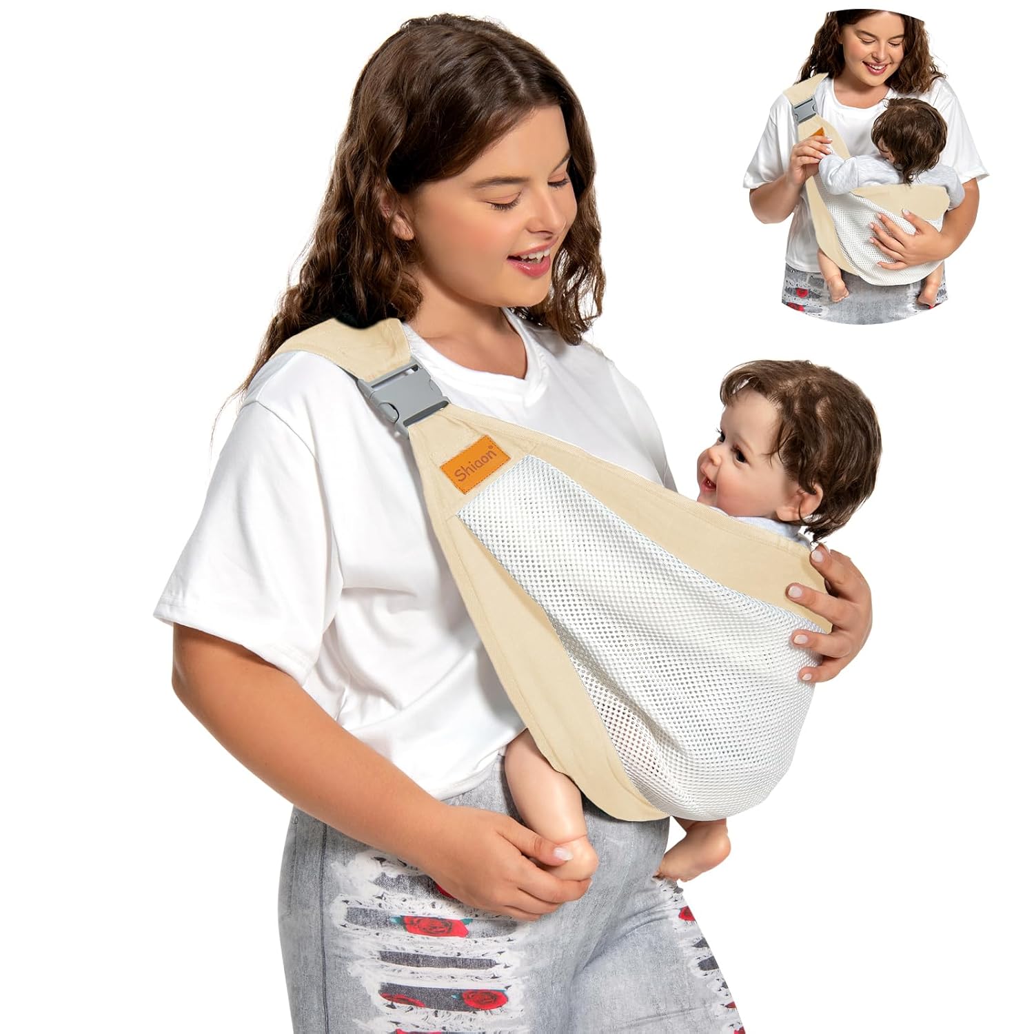 Baby Sling Carrier - Newborn to Toddler, Adjustable Easy Baby Wrap, Hip Seat Car...