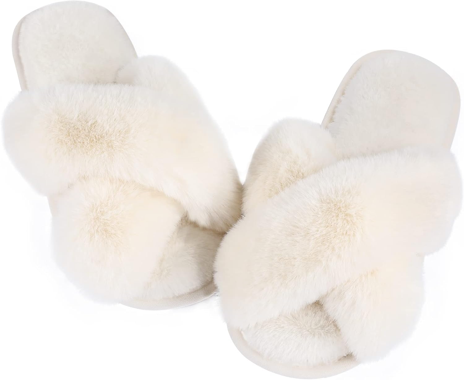 Ankis Womens Fuzzy Memory Foam Slippers Cross Band Cozy Plush Home Slippers Fluf...