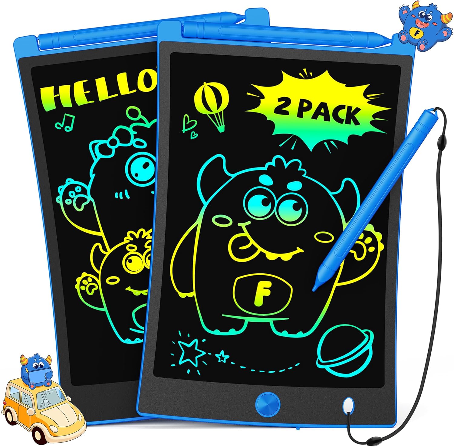 TEKFUN 2 Pack LCD Writing Tablet with Stylus, 8.5in Erasable Doodle Board Mess F...