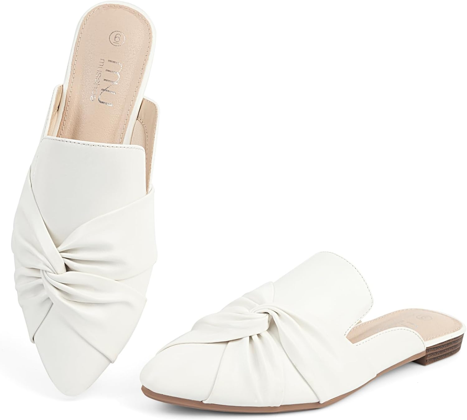 MUSSHOE Mules for Women Flats Comfortable Women Mules Backless Loafers with Knot...