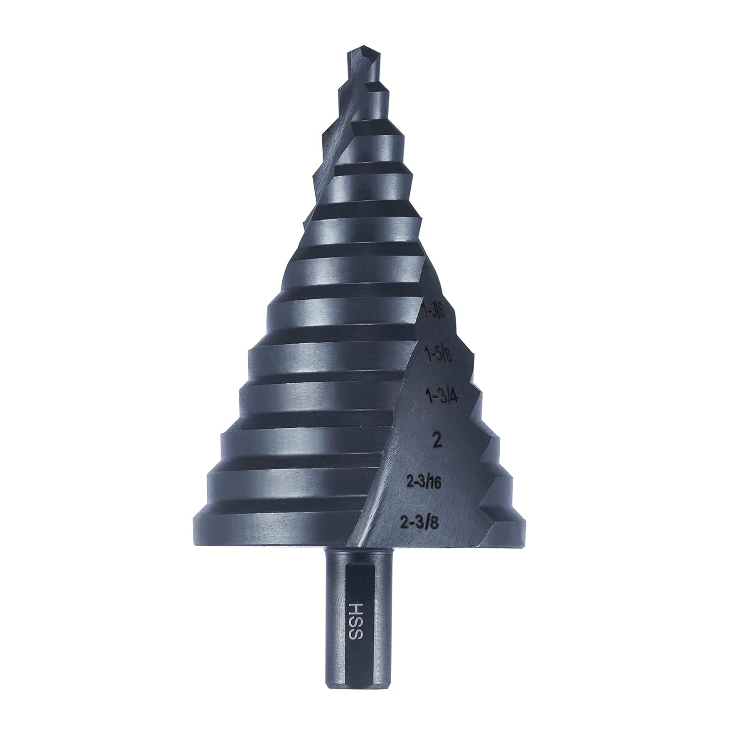 12 Sizes Step Drill Bit, 1/4 to 2-3/8 inch Black High Speed Steel Drill Cone Bit...