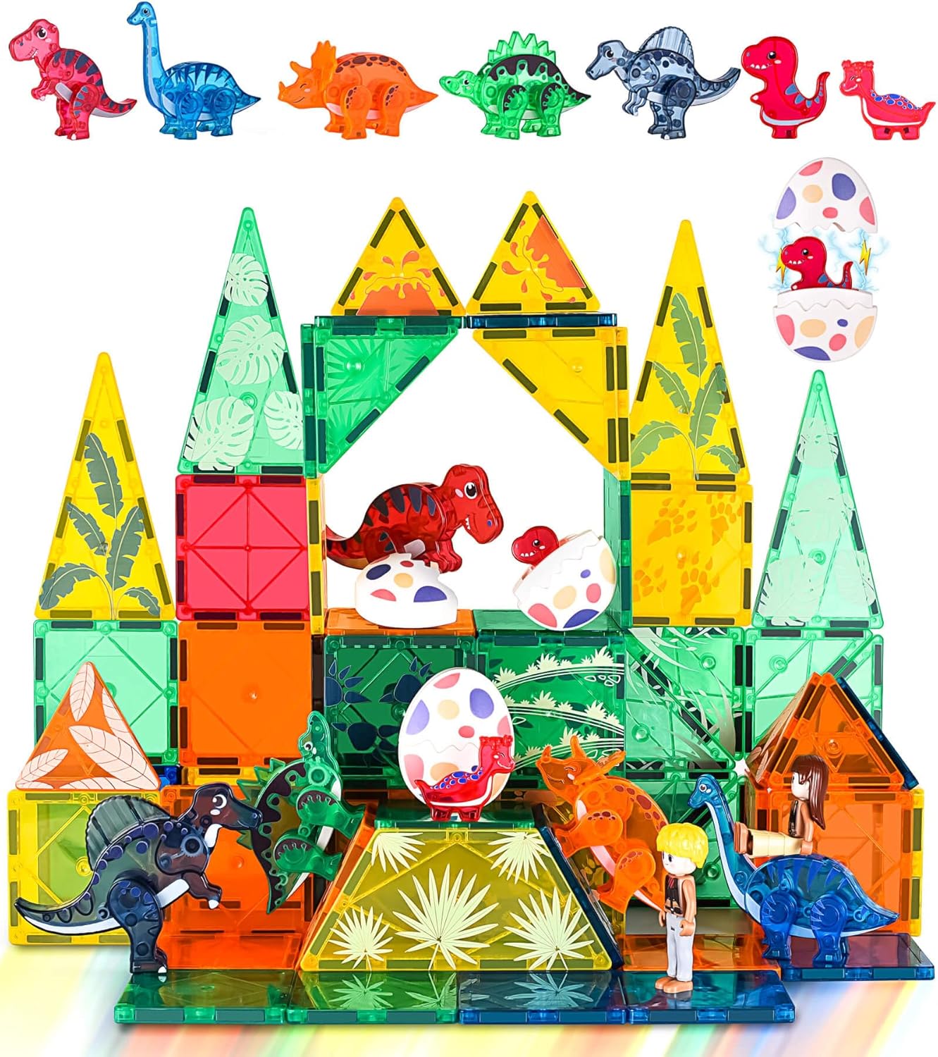 Magnetic Tiles Dinosaurs Toys for Kids 3-5 5-7, Magnet Dinosaur Eggs Animals Con...