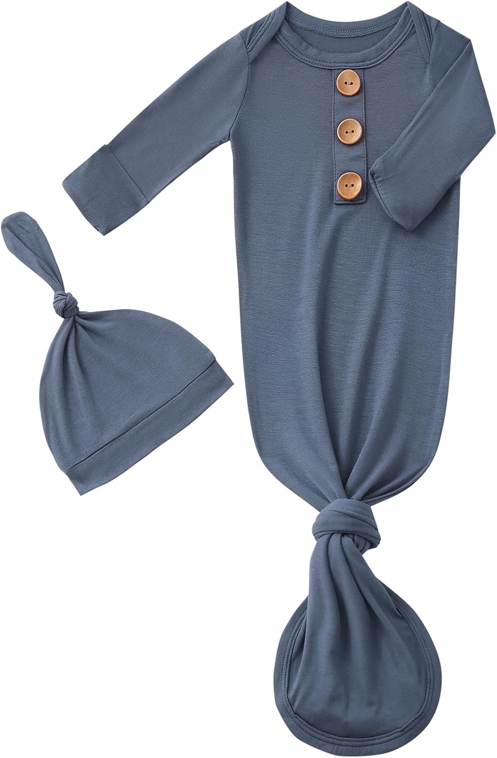 Newborn Baby Boys Girls Knotted Gown Hat Set Soft Bamboo Viscose Infant Sleeper...