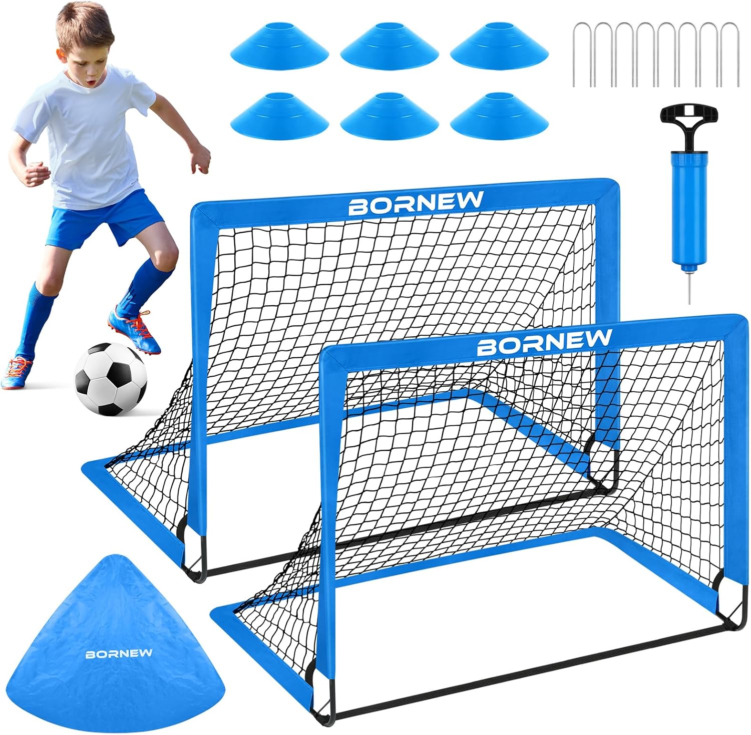 Kids Soccer Goal for Backyard Set - 2 Set of 6X4 / 4X3 ft Toddler Soccer Nets Tr...