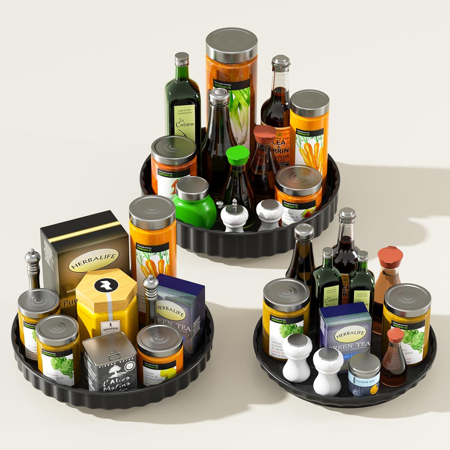 Lazy Susan Turntable, 3 Pack Lazy Susan, Lazy Susan Cupboard Organiser, Rotating...