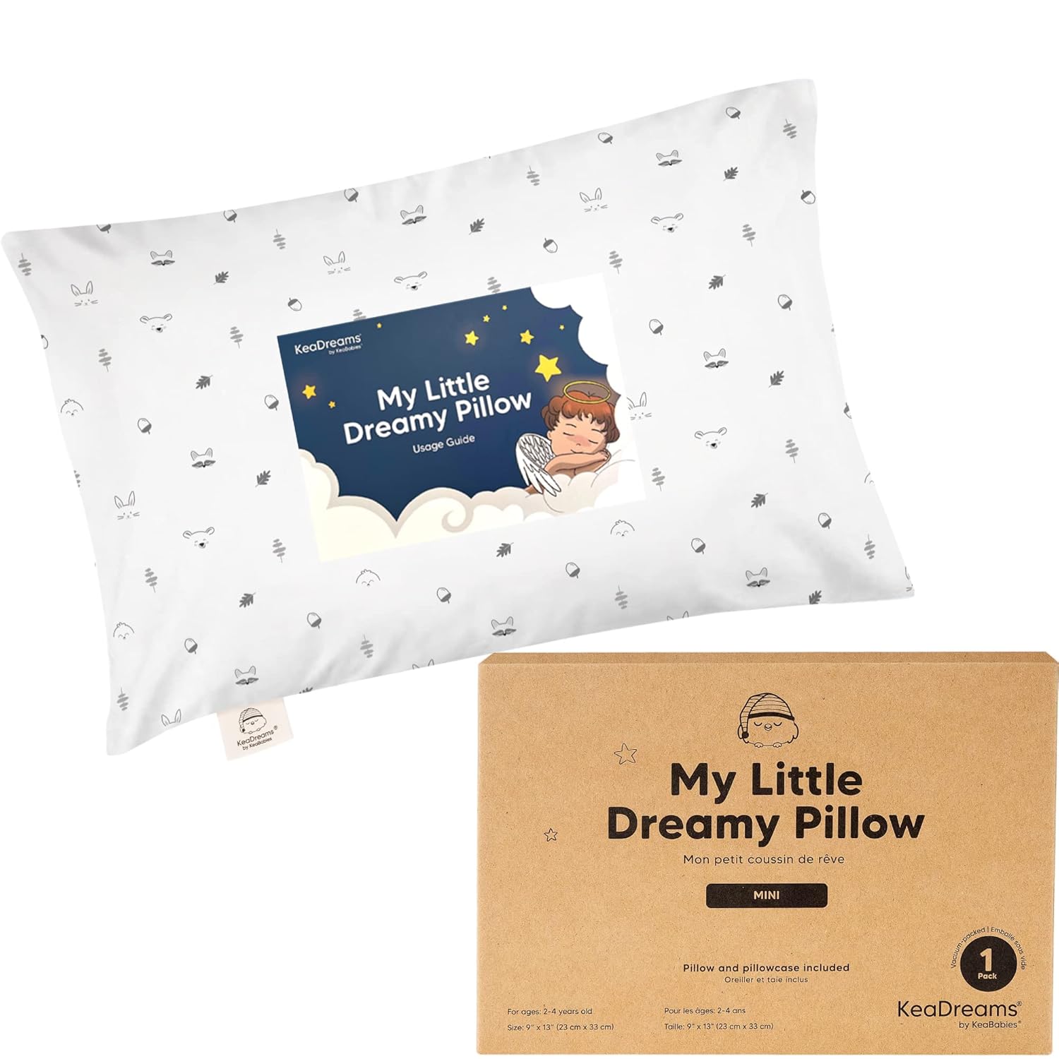 Mini Toddler Pillow with Pillowcase - 9x13 My Little Dreamy Mini Pillow, Organic...