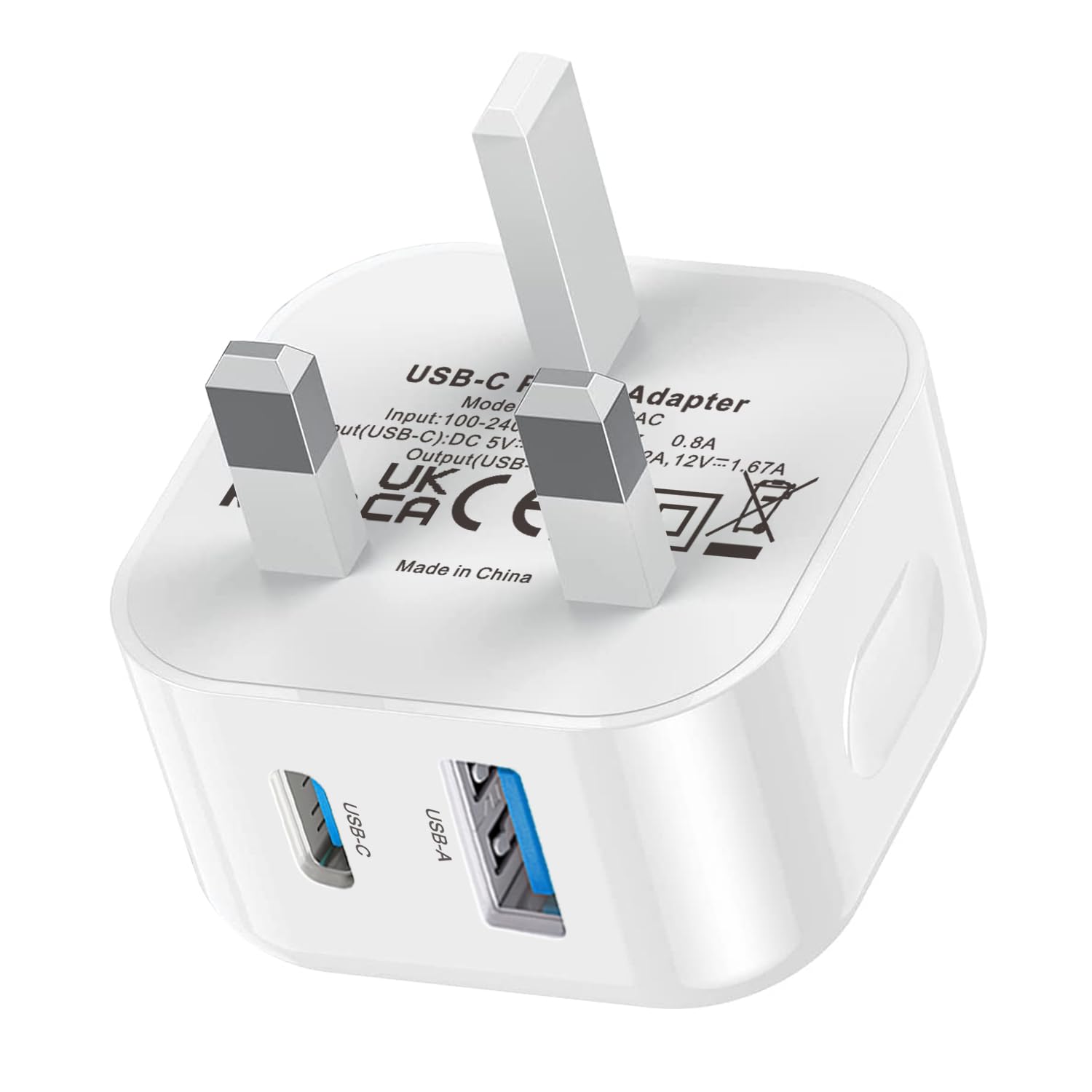 USB C Plug Fast Charge, Multi USB Charger Plug 3-Port Charging Plug UK for iPhon...