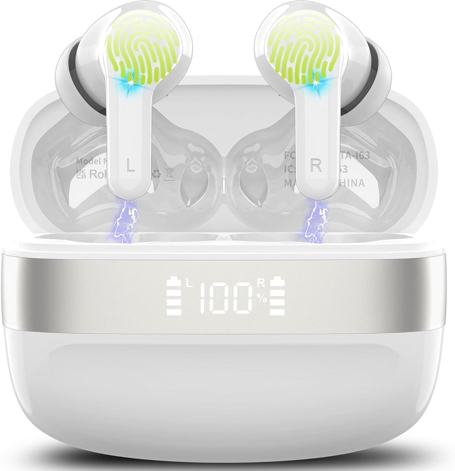 Wireless Earbuds, In Ear Headphones Bluetooth 5.3 with 4 ENC Noise Cancelling Mi...