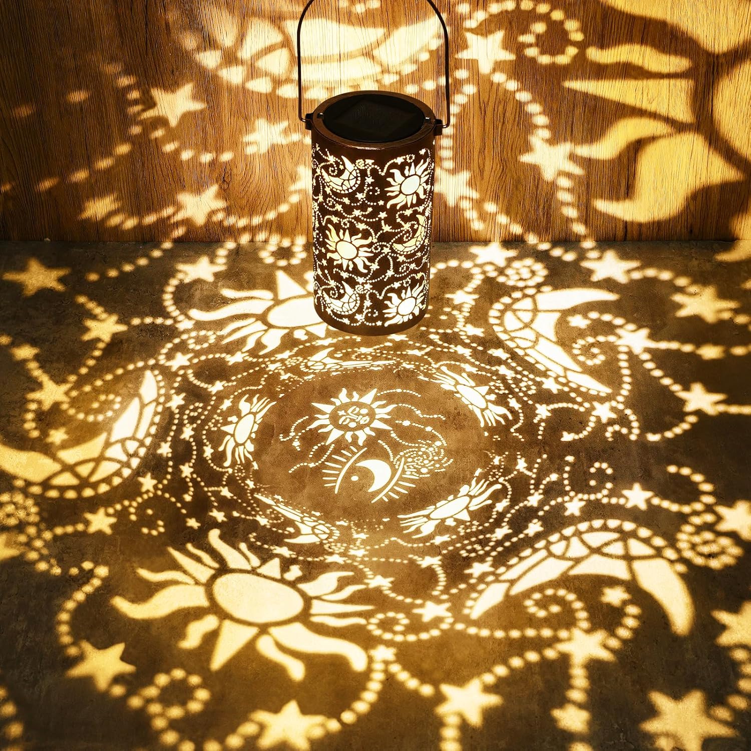 Fabuday Sun Moon Outdoor Solar Lantern Waterproof - Hanging Solar Power Lights L...
