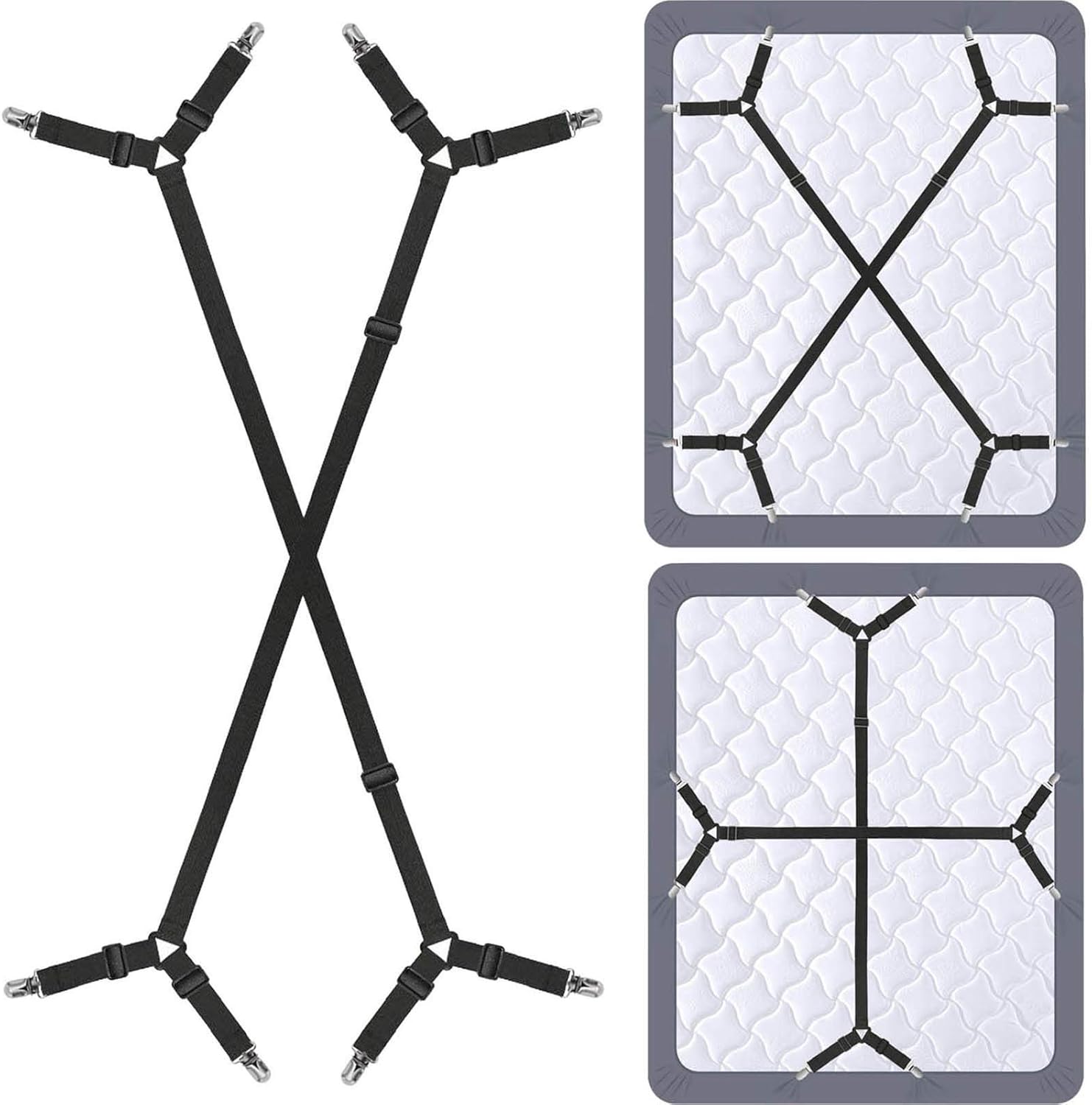 Bed Sheet Holder Straps - Sheet Straps Adjustable Bed Sheet Clips Fasteners Keep...