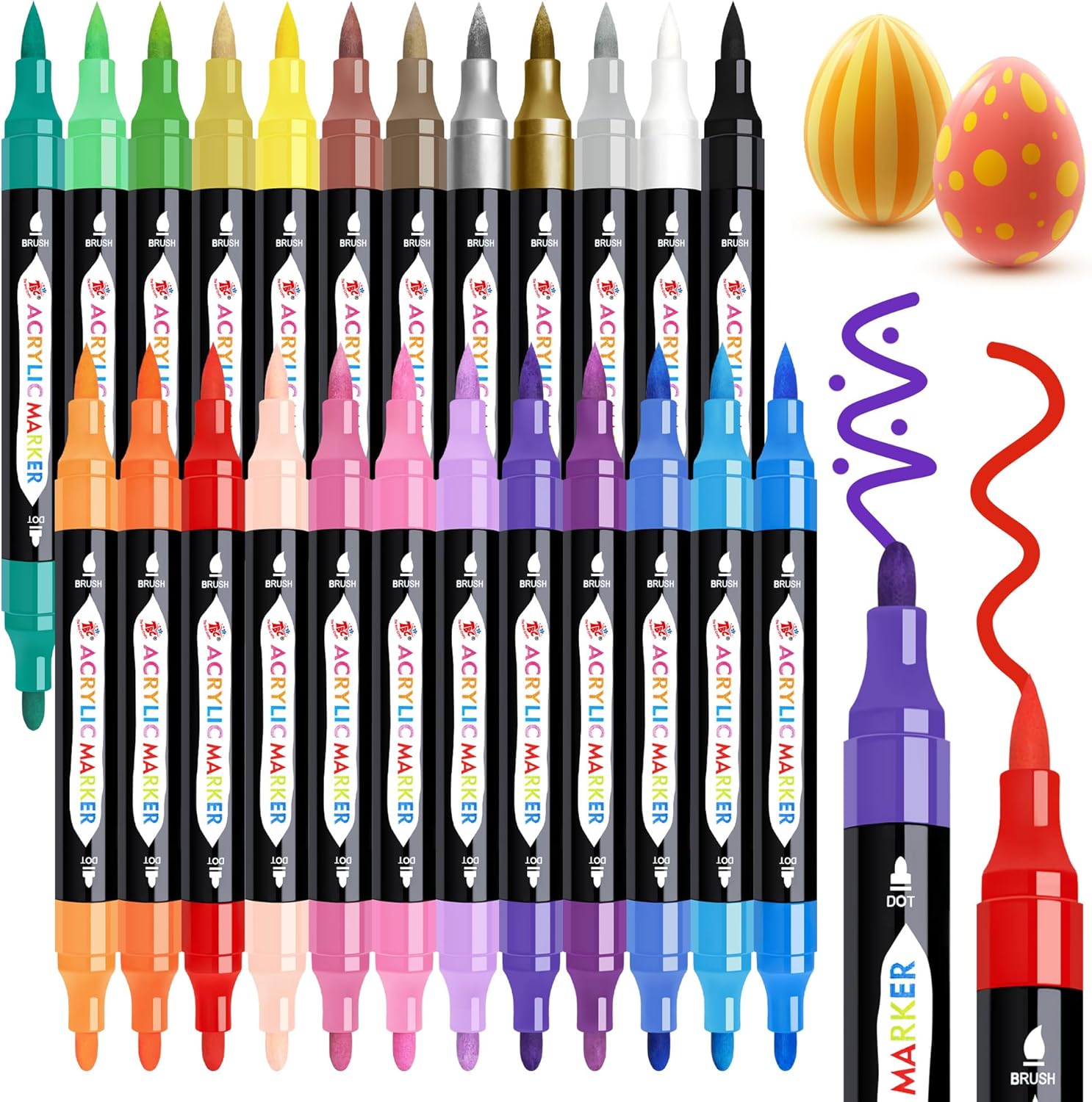 TBC The Best Crafts 24 Colors Dual Tip Acrylic Paint Markers,Waterproof, Non-Tox...