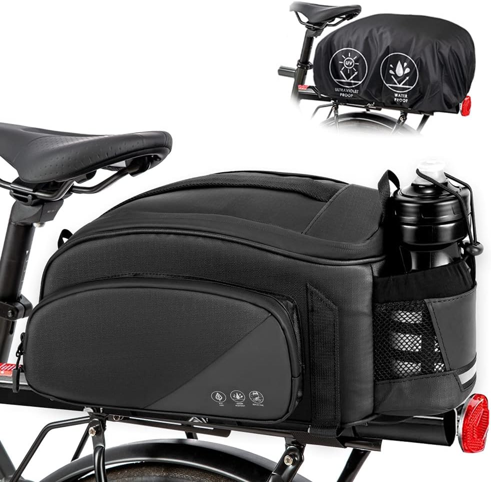 Eyein Bike Rear Rack Bag, 12L Waterproof Reflective Bicycle Trunk Bag, Cycling R...