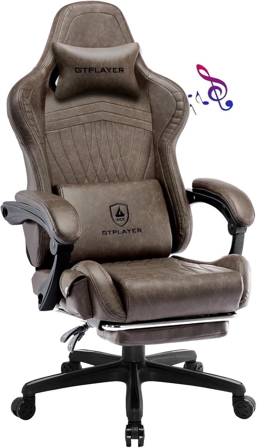 GTPLAYER Gaming Chair, Computer Chair with Footrest and Bluetooth Speakers, High...