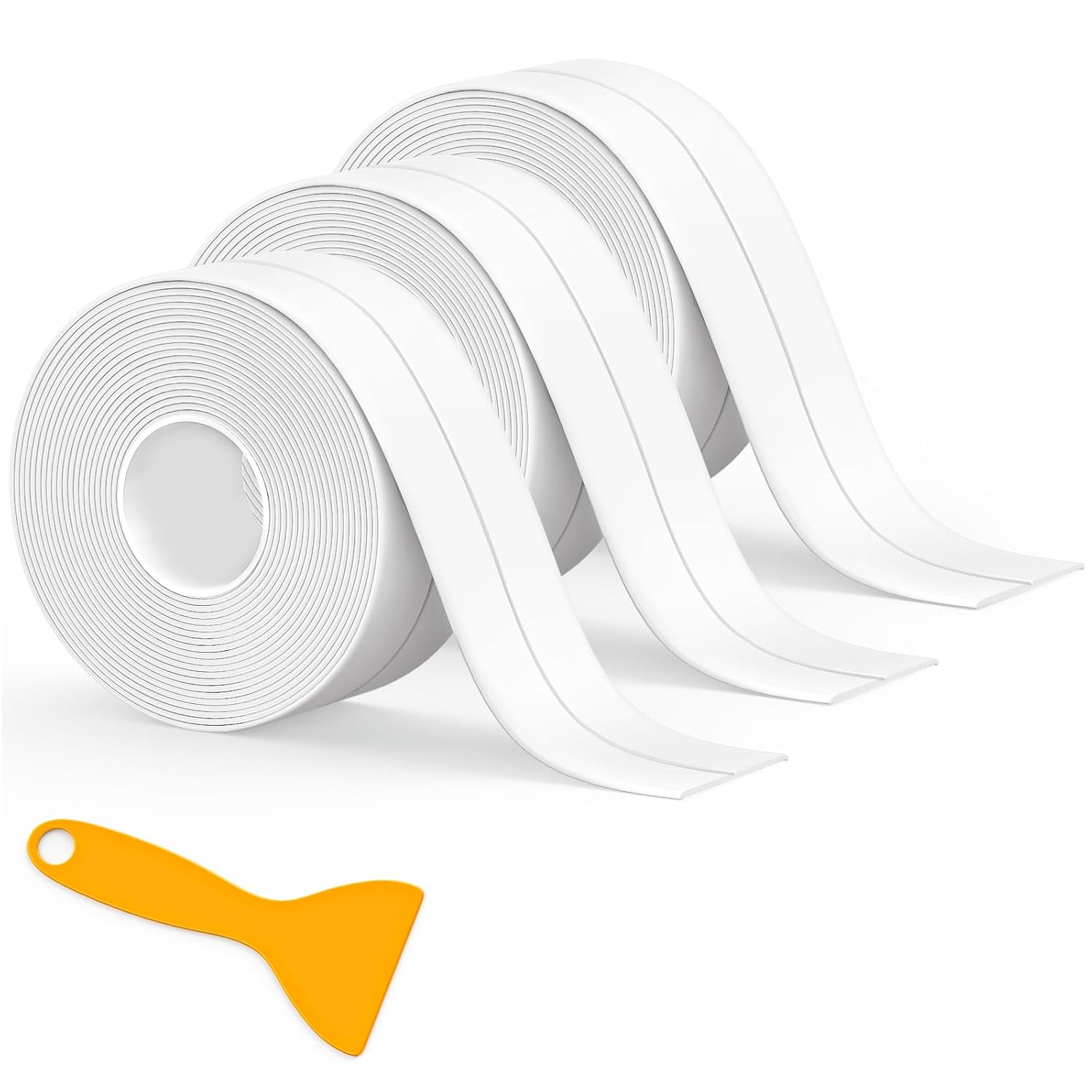 3 Rolls Bath Sealant Strip, Bathroom Sealant, Caulk Strip Sealant Tape for Bathr...